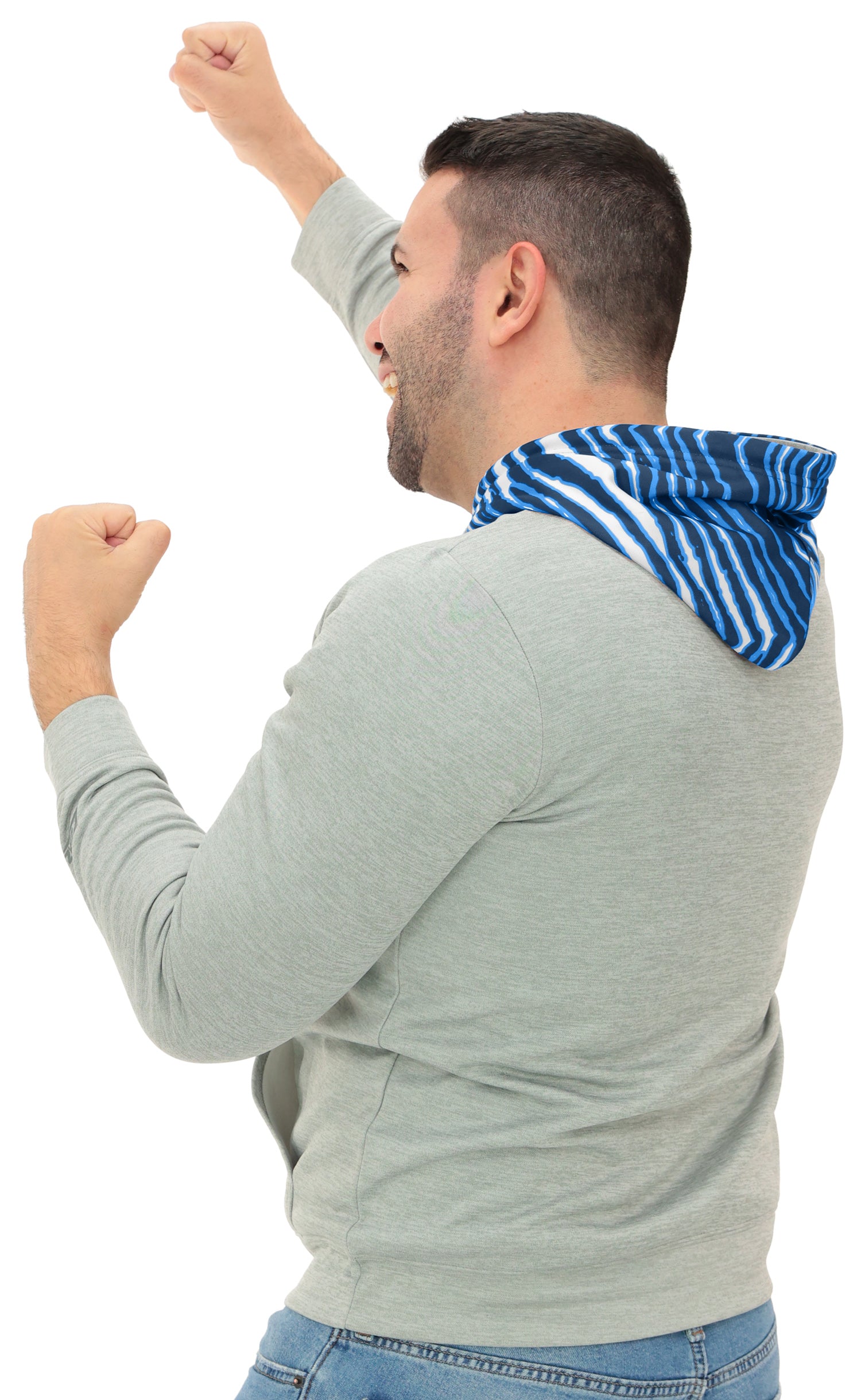 Zubaz NFL Men`s Gray Hoodie with 3C Zebra Hood, TENNESSEE TITANS