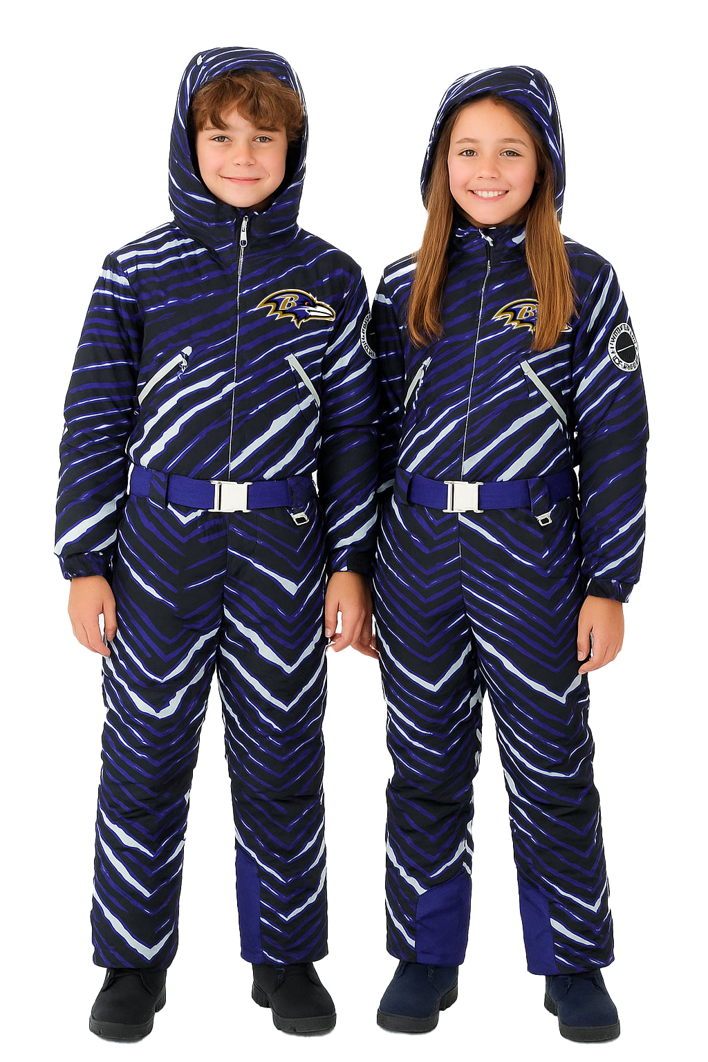 Zubaz NFL Kids Unisex Zebra Team Color Tundra Tux Snowsuit Jr, Baltimo