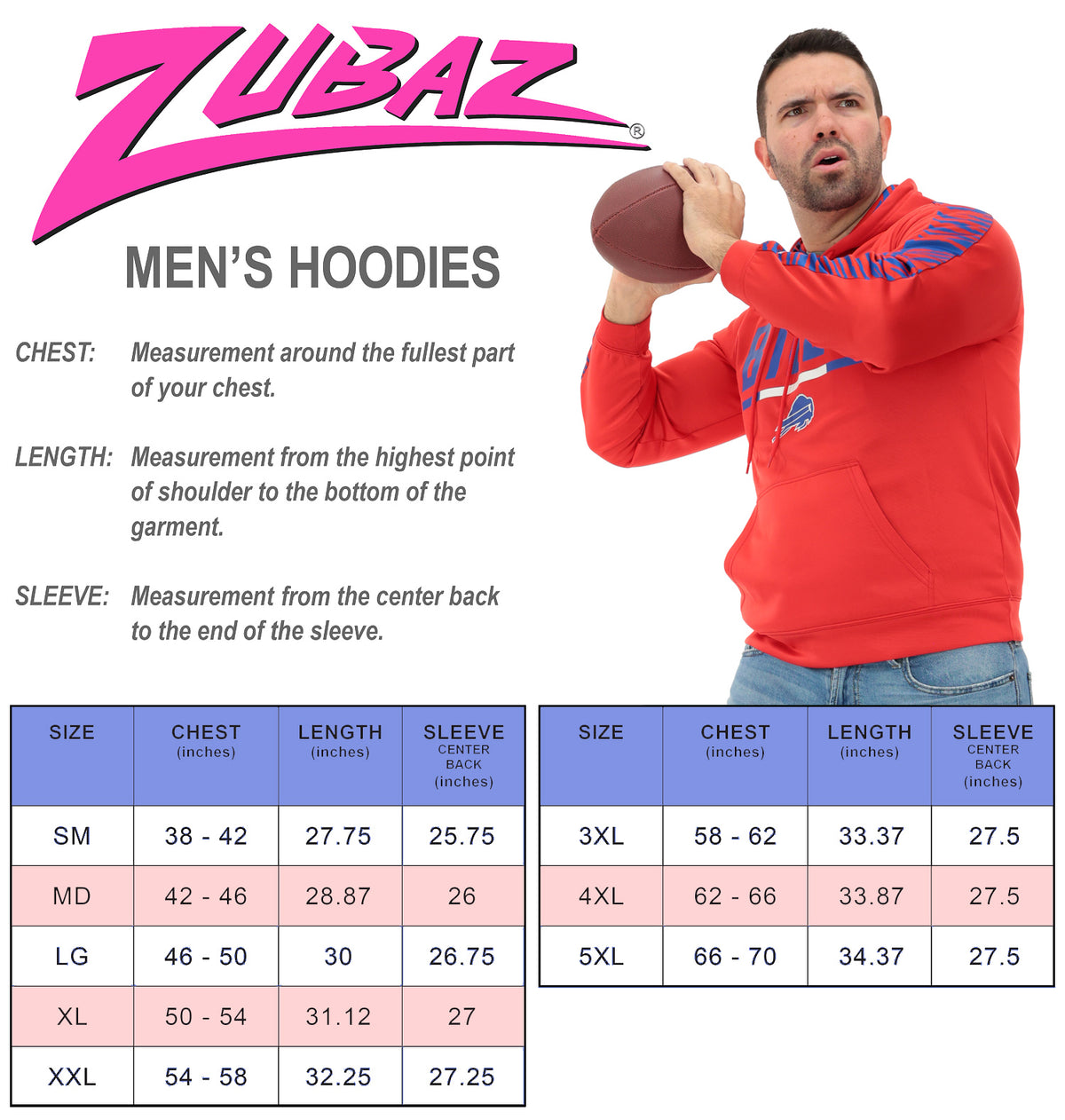 Zubaz NFL Men's Linebacker Alternate Color 2 Color Zebra Sleeve Panel Hoodie, CHICAGO BEARS - Official NFL Bears Zubaz Appa