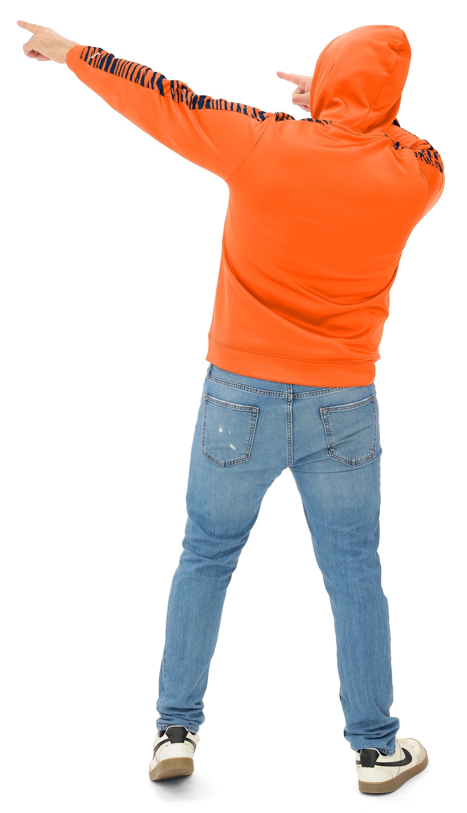 Zubaz NFL Men's Linebacker Alternate Color 2 Color Zebra Sleeve Panel Hoodie, DENVER BRONCOS