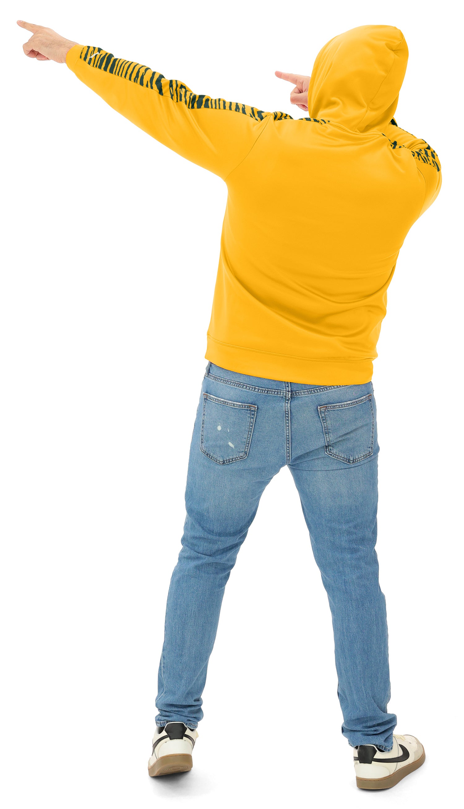 Zubaz NFL Men's Linebacker Alternate Color 2 Color Zebra Sleeve Panel Hoodie, GREEN BAY PACKERS