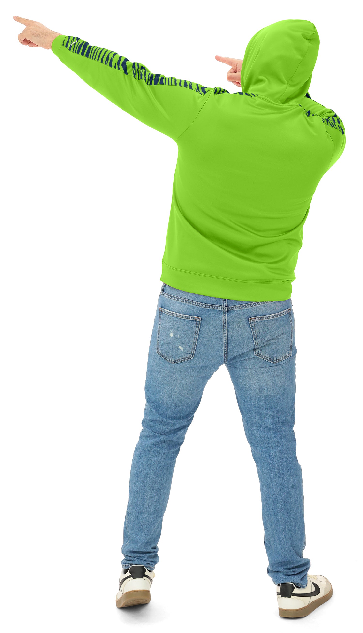 Zubaz NFL Men's Linebacker Alternate Color 2 Color Zebra Sleeve Panel Hoodie, SEATTLE SEAHAWKS