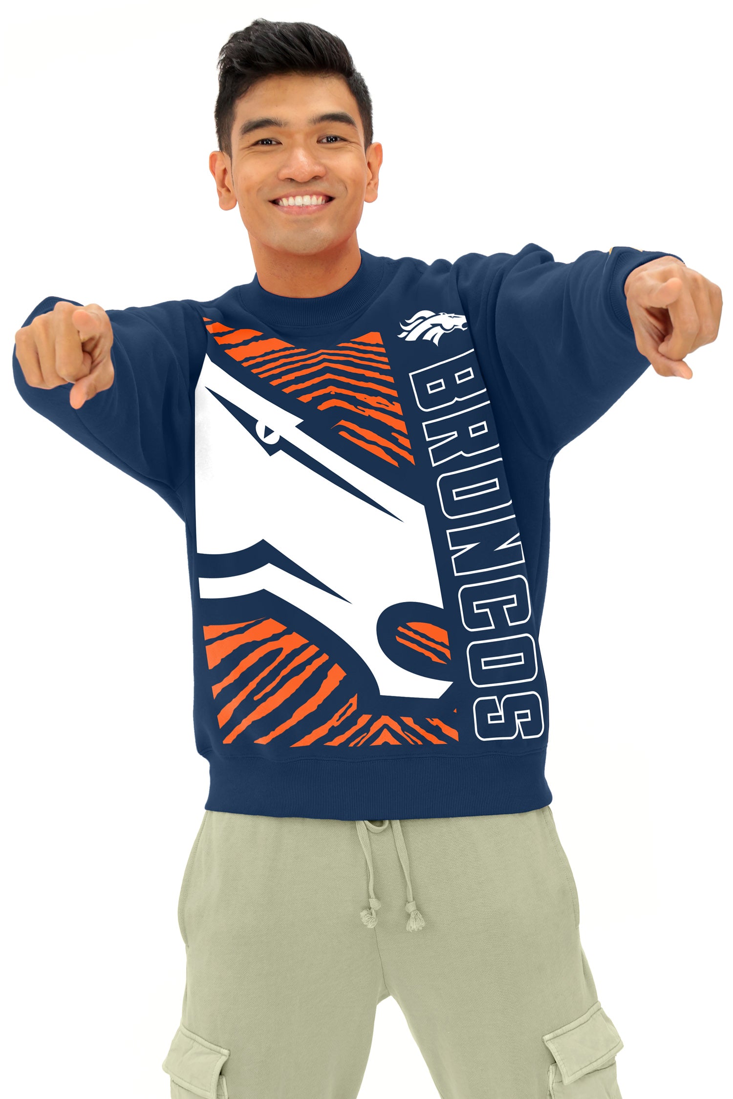 Zubaz NFL 90s Drop Shoulder Crewneck -MVP, DENVER BRONCOS