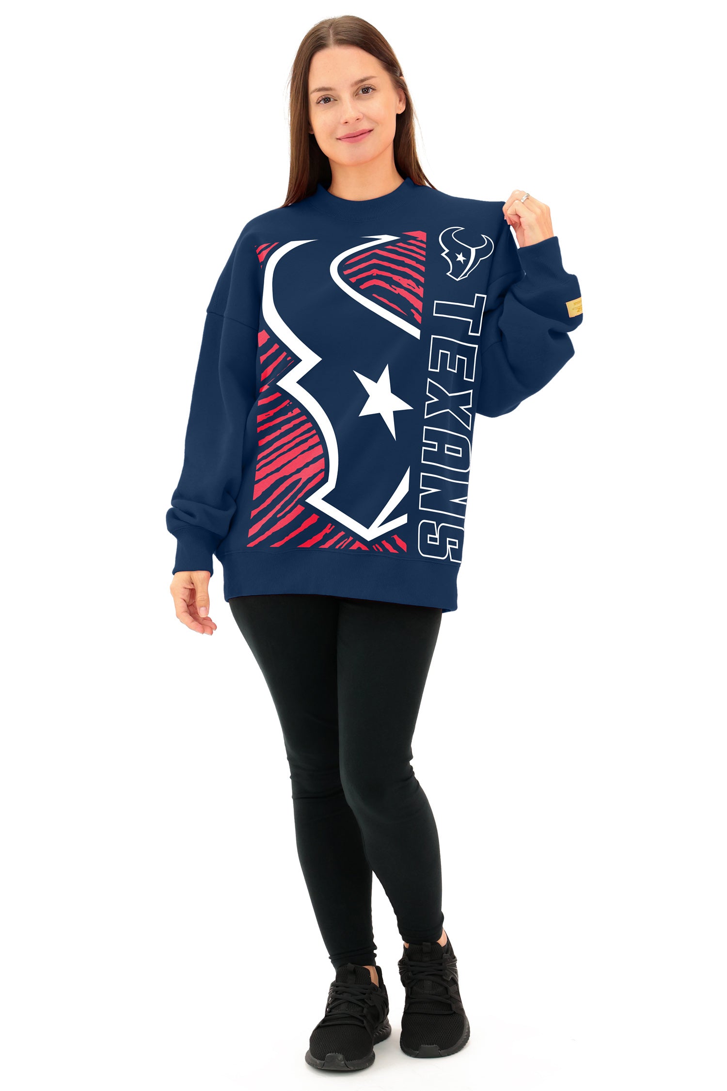 Zubaz NFL 90s Drop Shoulder Crewneck -MVP, HOUSTON TEXANS