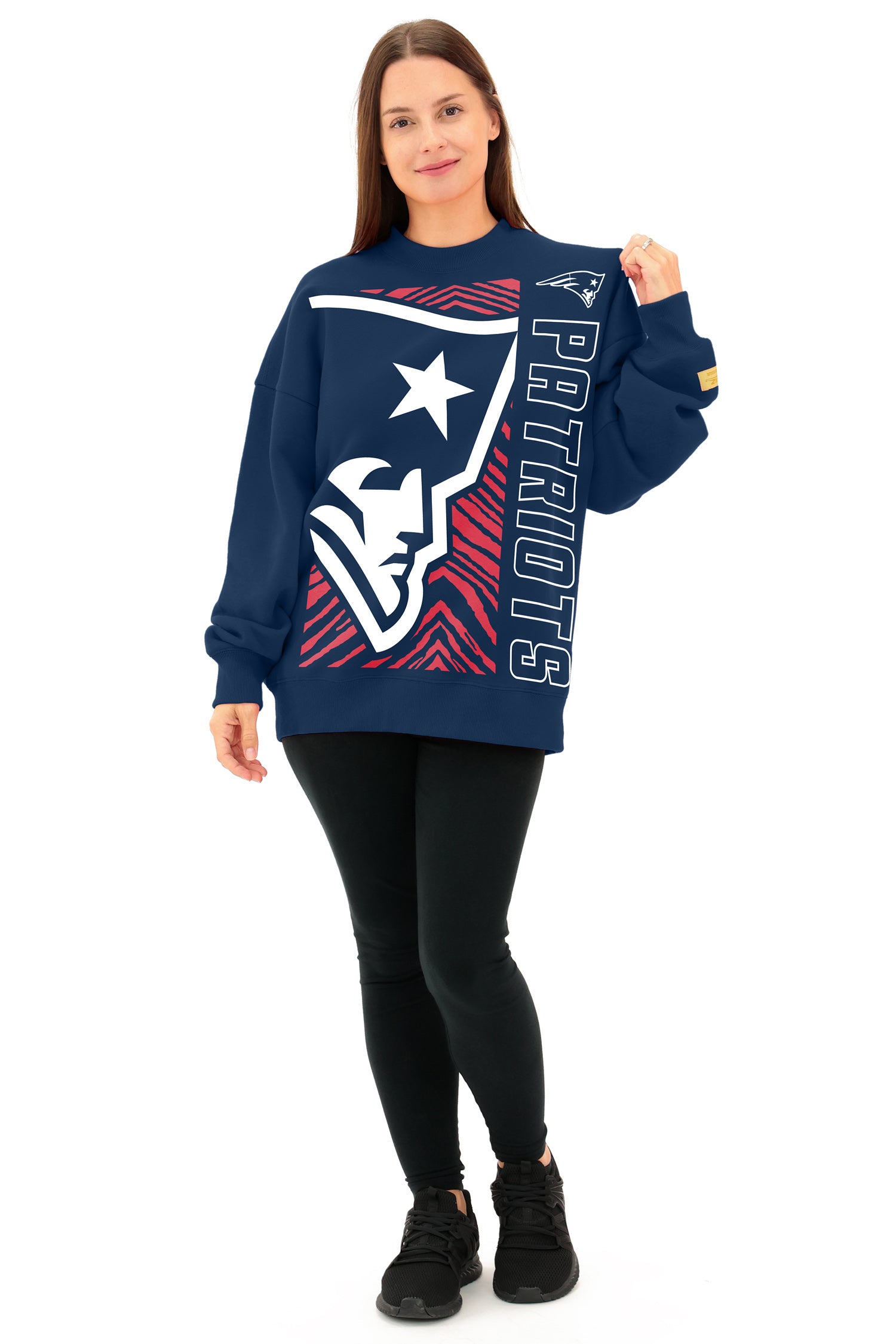 Zubaz NFL 90s Drop Shoulder Crewneck -MVP, NEW ENGLAND PATRIOTS