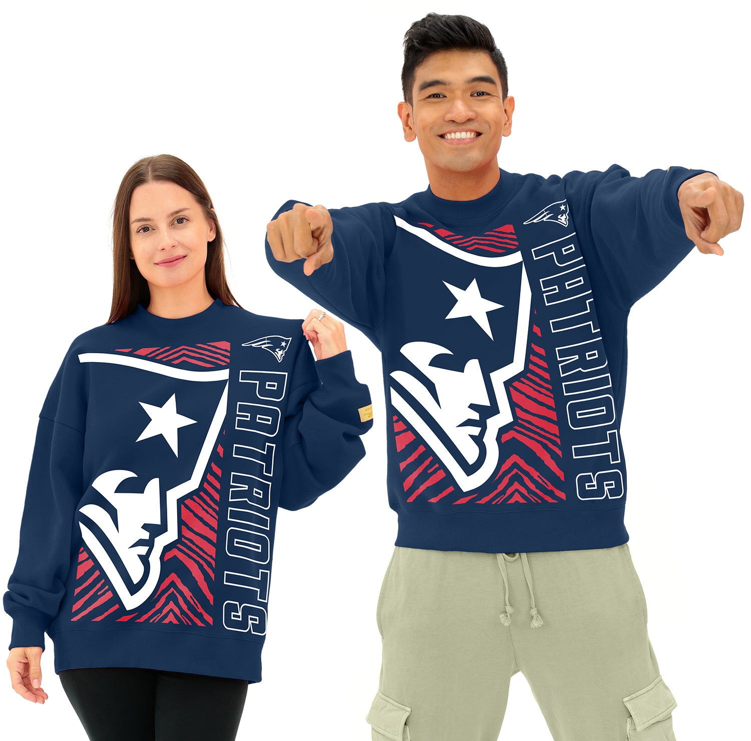 Zubaz NFL 90s Drop Shoulder Crewneck -MVP, NEW ENGLAND PATRIOTS