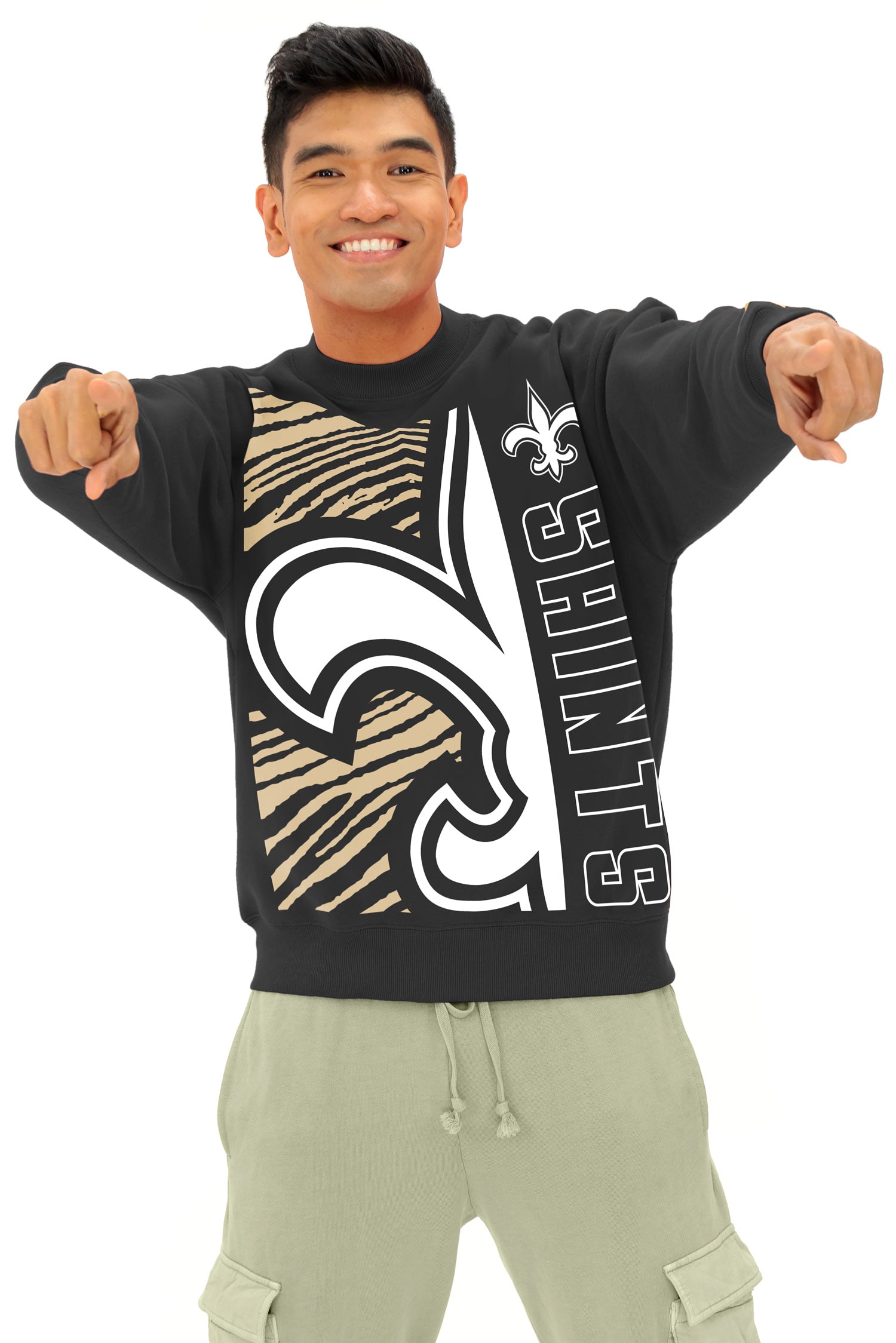 Zubaz NFL 90s Drop Shoulder Crewneck -MVP, NEW ORLEANS SAINTS