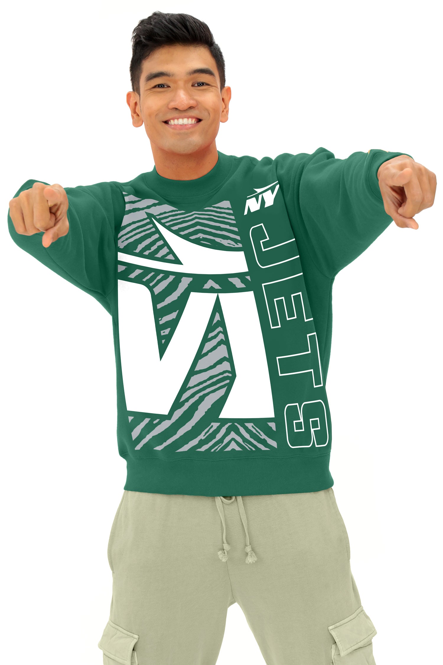 Zubaz NFL 90s Drop Shoulder Crewneck -MVP, NEW YORK JETS