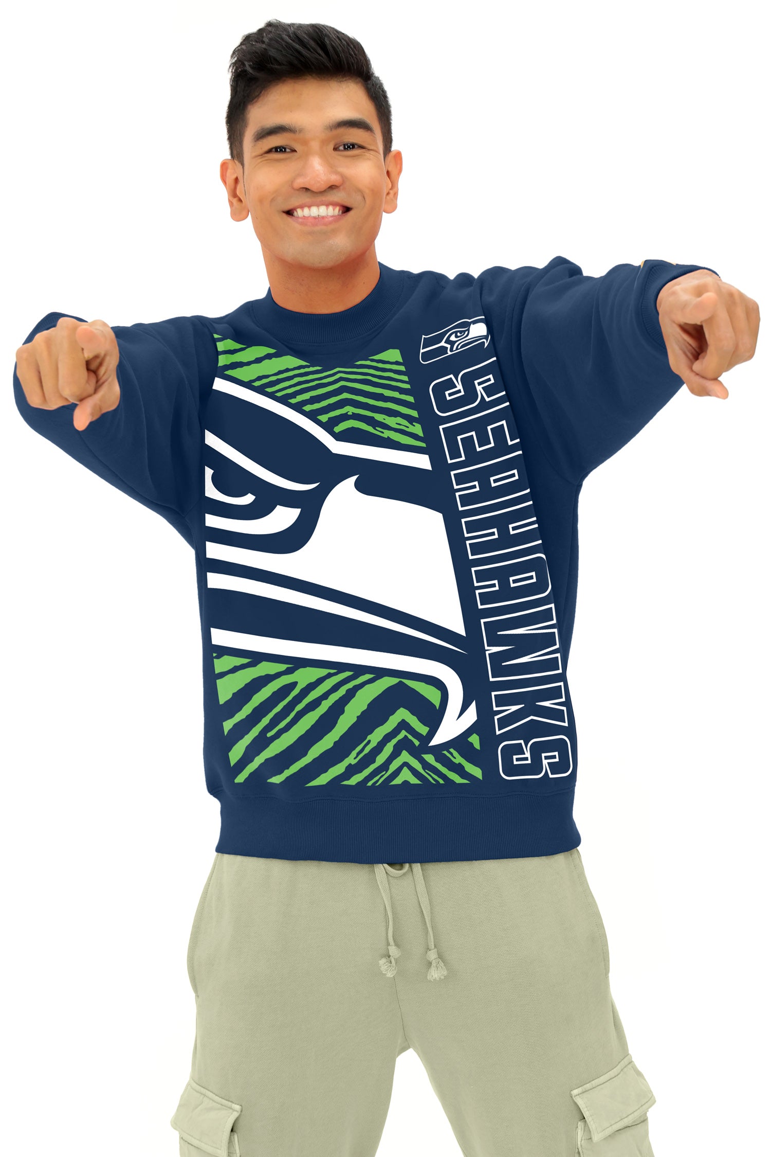 Zubaz NFL 90s Drop Shoulder Crewneck -MVP, SEATTLE SEAHAWKS - Official NFL Seahawks Zubaz Apparel (4 of 7)