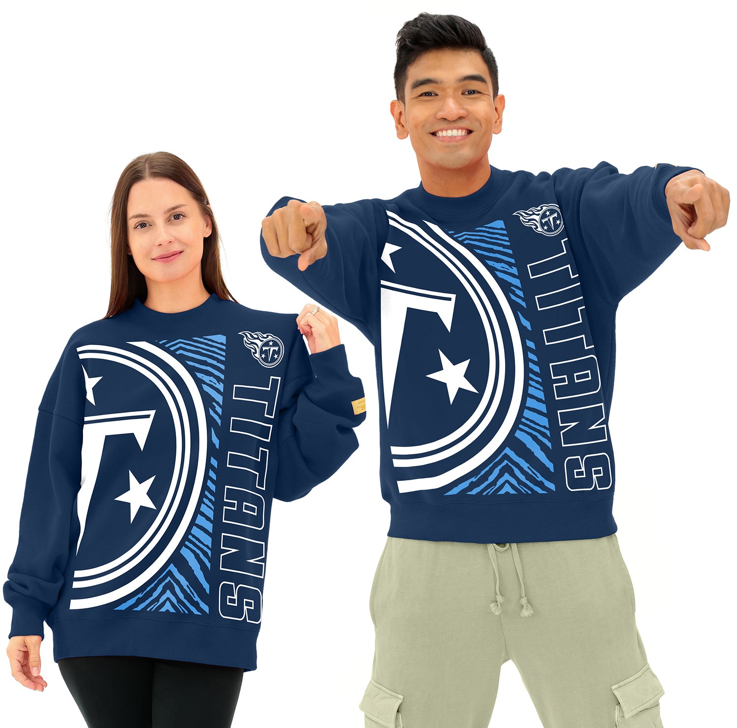 Zubaz NFL 90s Drop Shoulder Crewneck -MVP, TENNESSEE TITANS