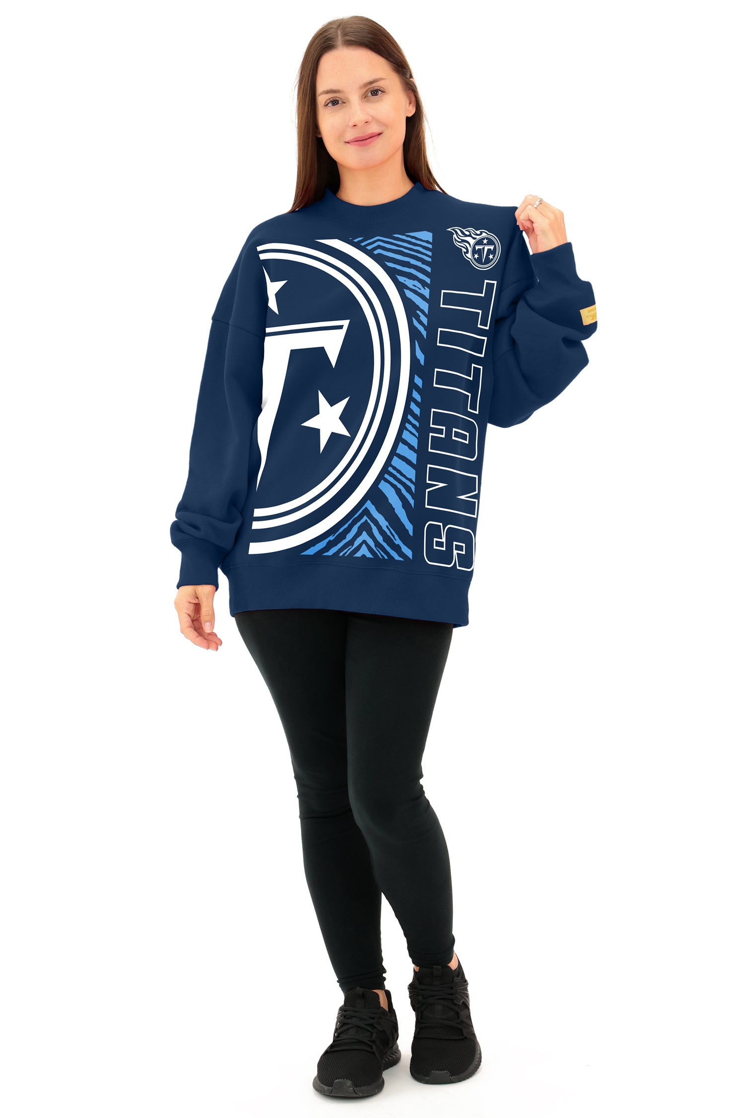 Zubaz NFL 90s Drop Shoulder Crewneck -MVP, TENNESSEE TITANS