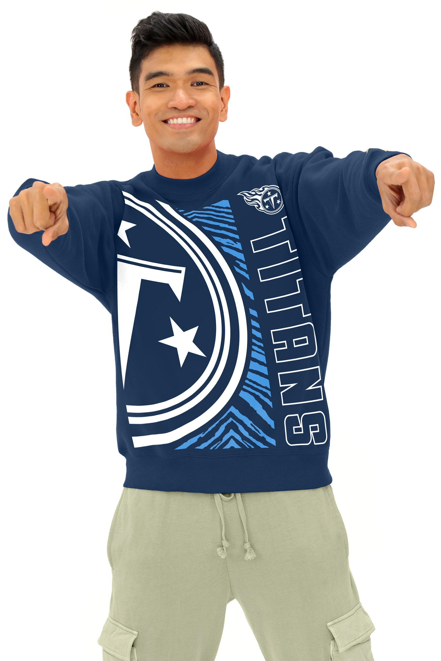 Zubaz NFL 90s Drop Shoulder Crewneck -MVP, TENNESSEE TITANS