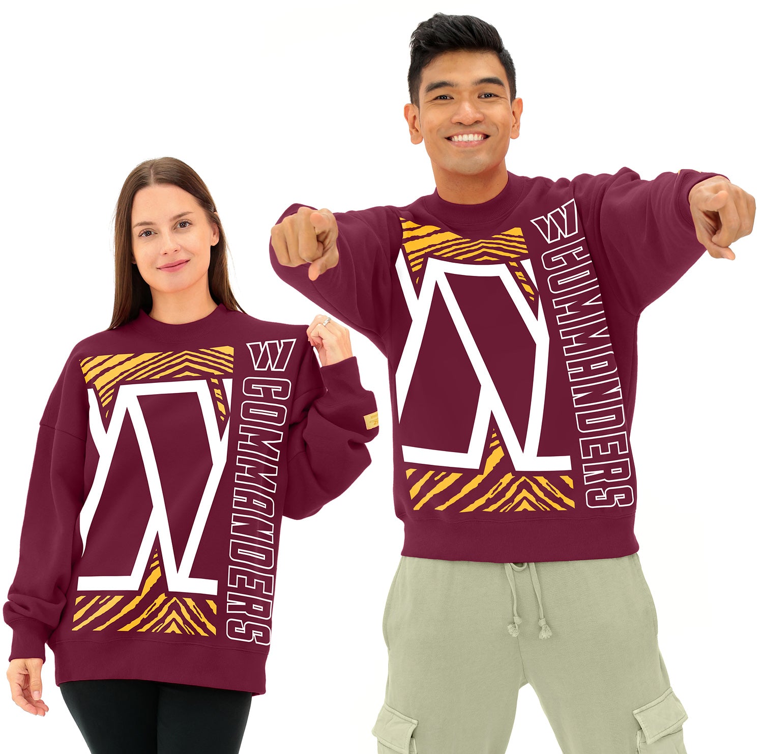 Zubaz NFL 90s Drop Shoulder Crewneck -MVP, WASHINGTON COMMANDERS