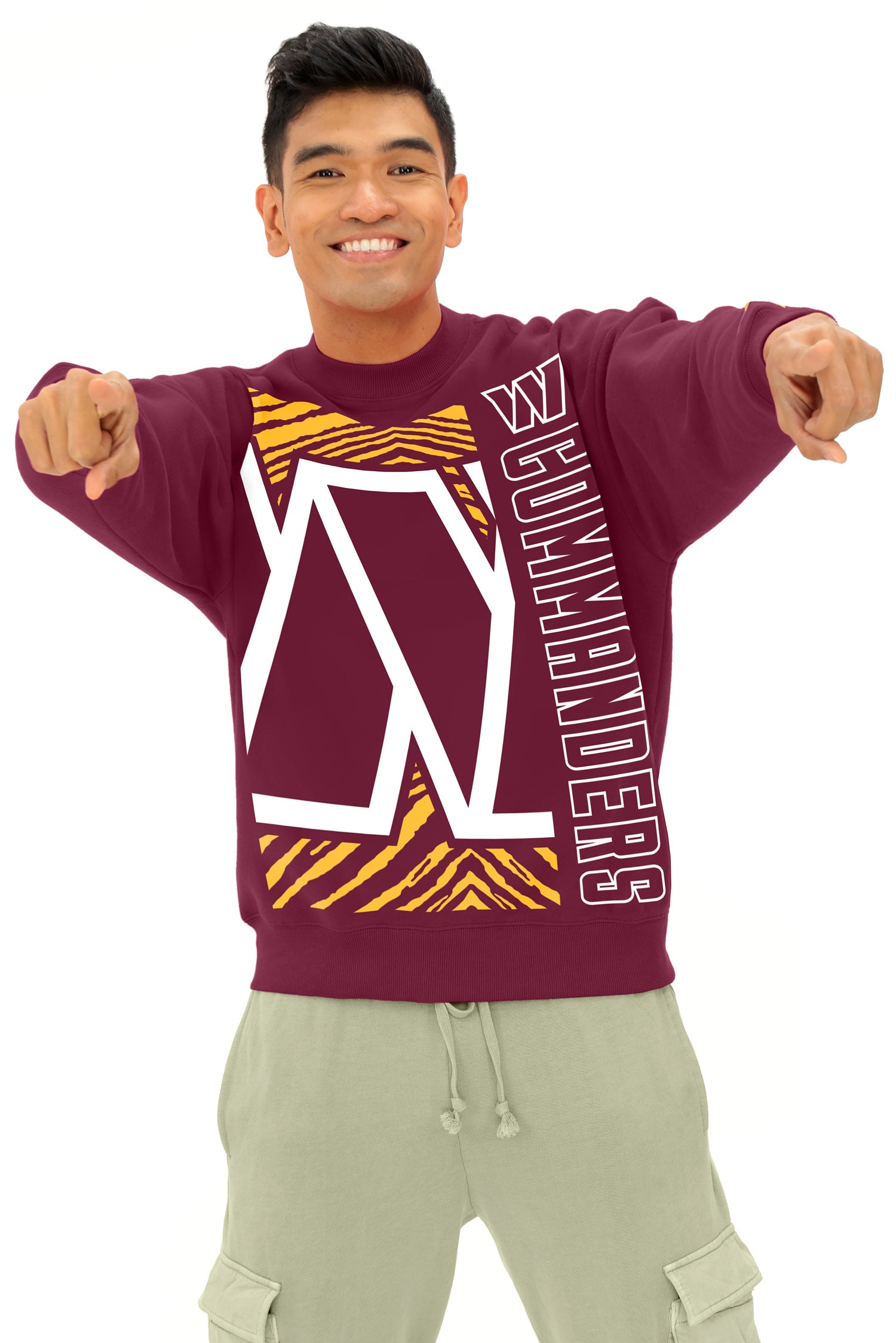 Zubaz NFL 90s Drop Shoulder Crewneck -MVP, WASHINGTON COMMANDERS