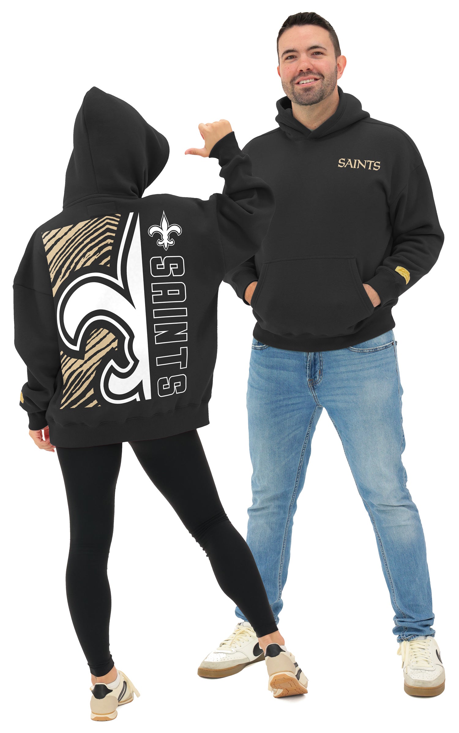 Zubaz NFL 90s Drop Shoulder Hoodie -MVP, NEW ORLEANS SAINTS