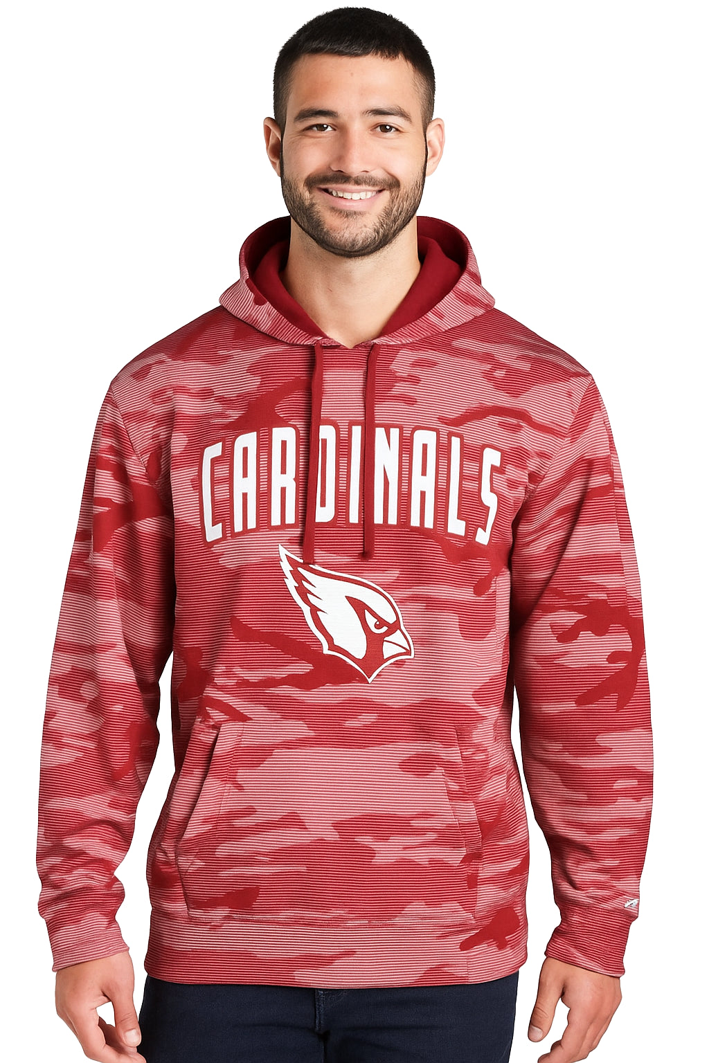 Zubaz NFL Men's Arch All Over Camo Hoodie, ARIZONA CARDINALS