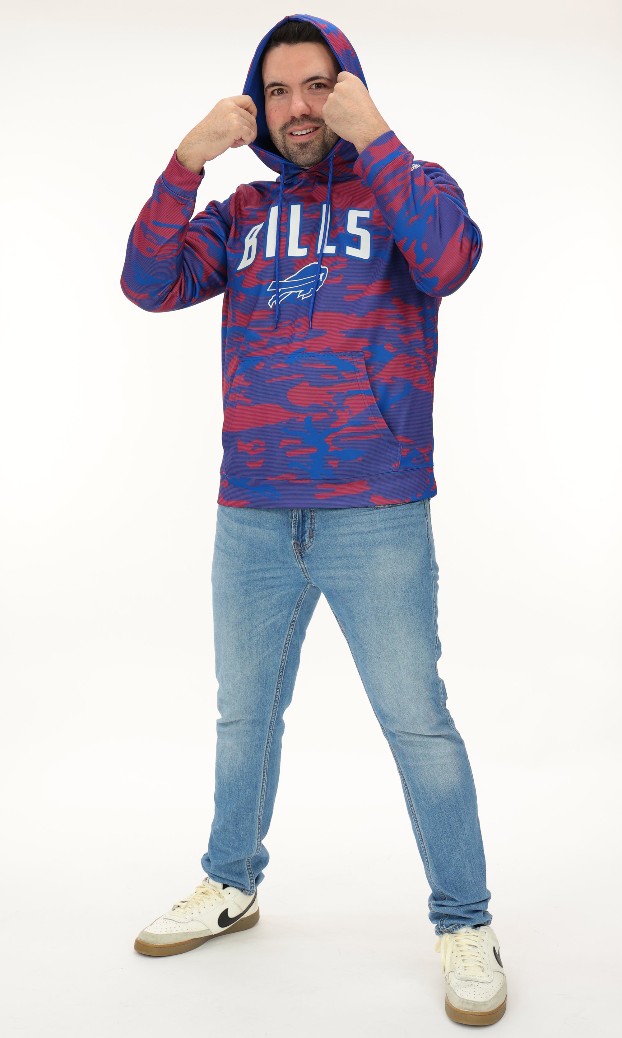 Zubaz NFL Men's Arch All Over Camo Hoodie, BUFFALO BILLS