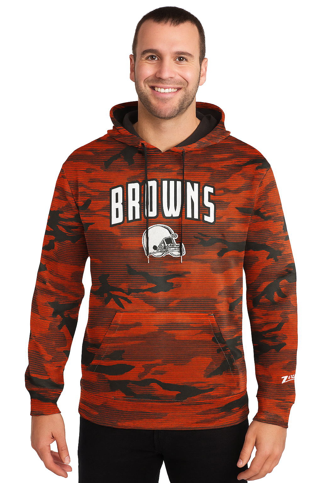 Zubaz NFL Men's Arch All Over Camo Hoodie, CLEVELAND BROWNS