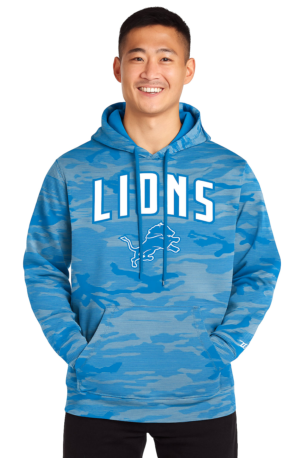 Zubaz NFL Men's Arch All Over Camo Hoodie, DETROIT LIONS