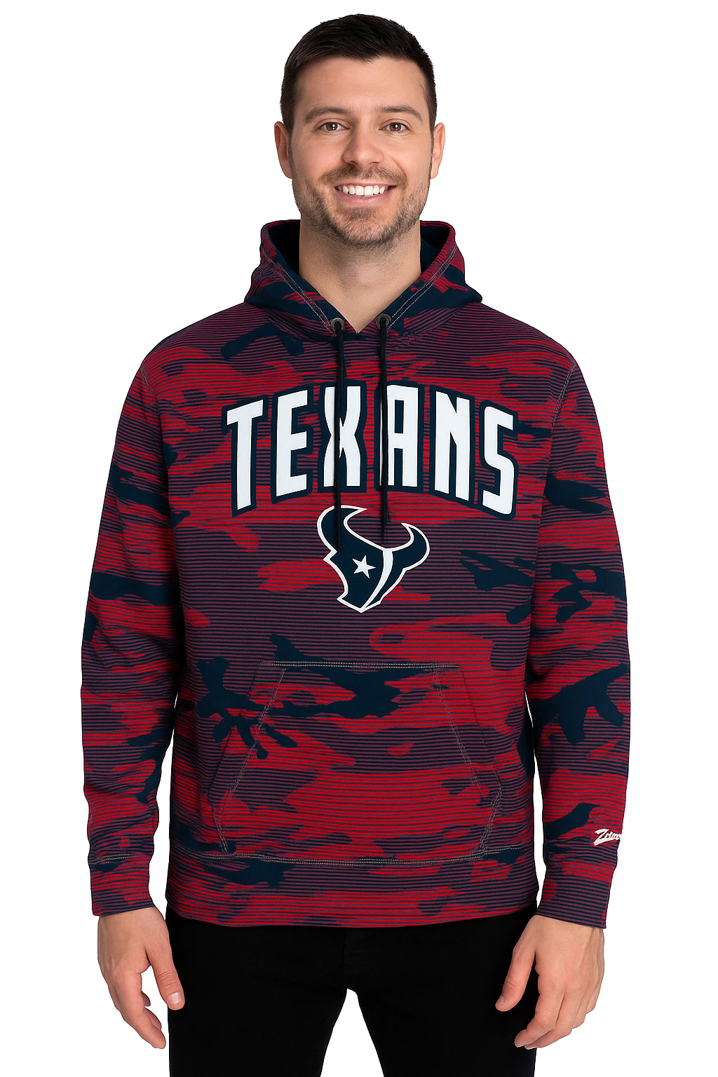 Zubaz NFL Men's Arch All Over Camo Hoodie, HOUSTON TEXANS
