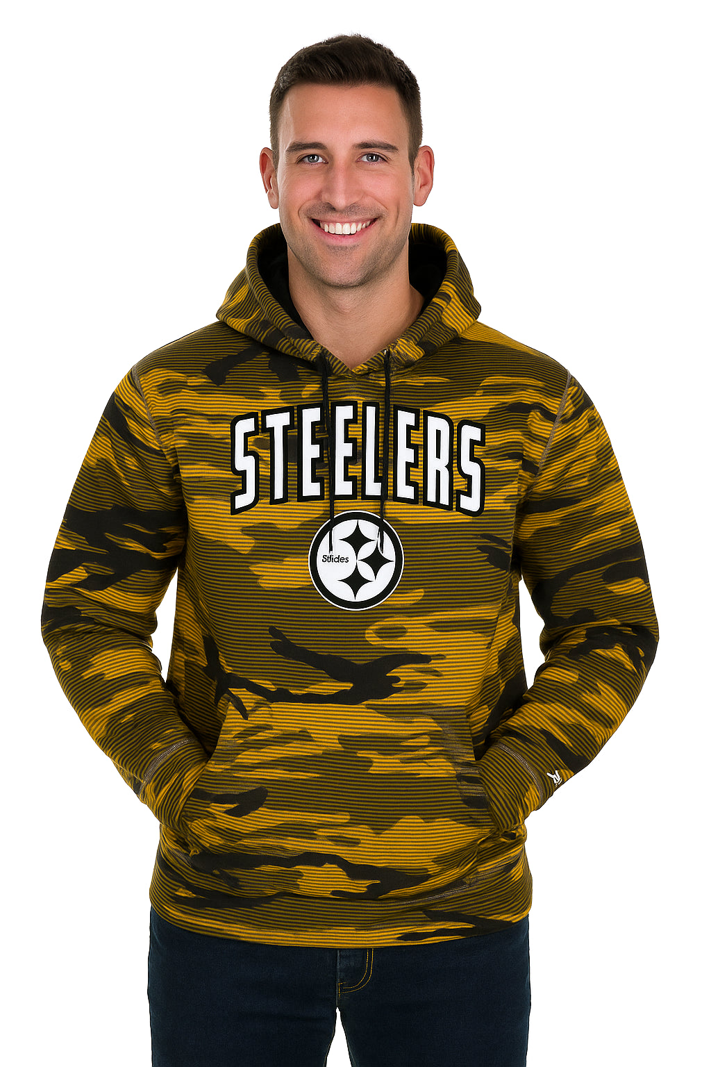 Zubaz NFL Men's Arch All Over Camo Hoodie, PITTSBURGH STEELERS