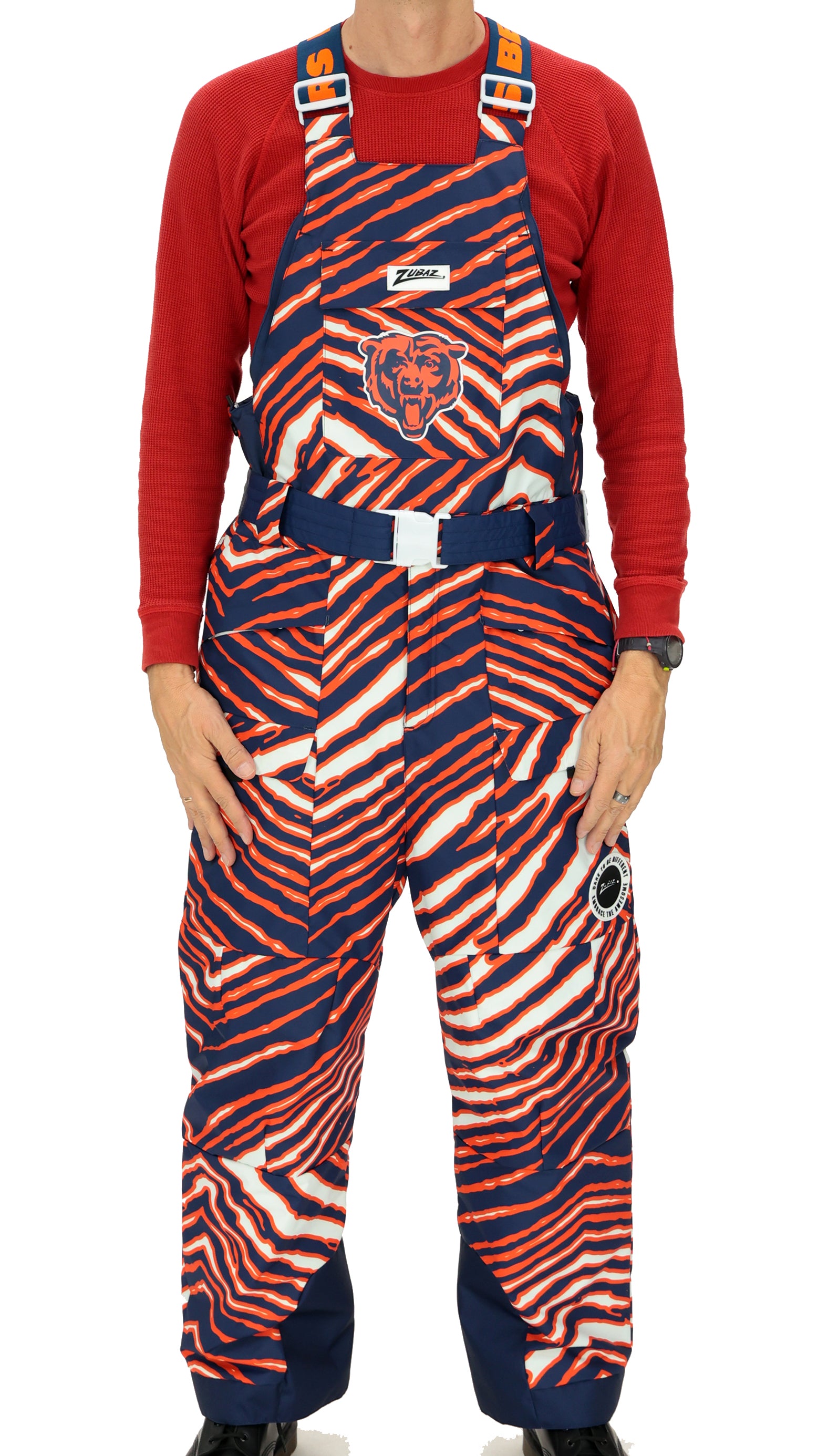 Zubaz NFL Kids Unisex Zebra Team Color Blizzard Snow Bib Jr, Chicago Bears - Official NFL Bears Zubaz Apparel (1 of 5)