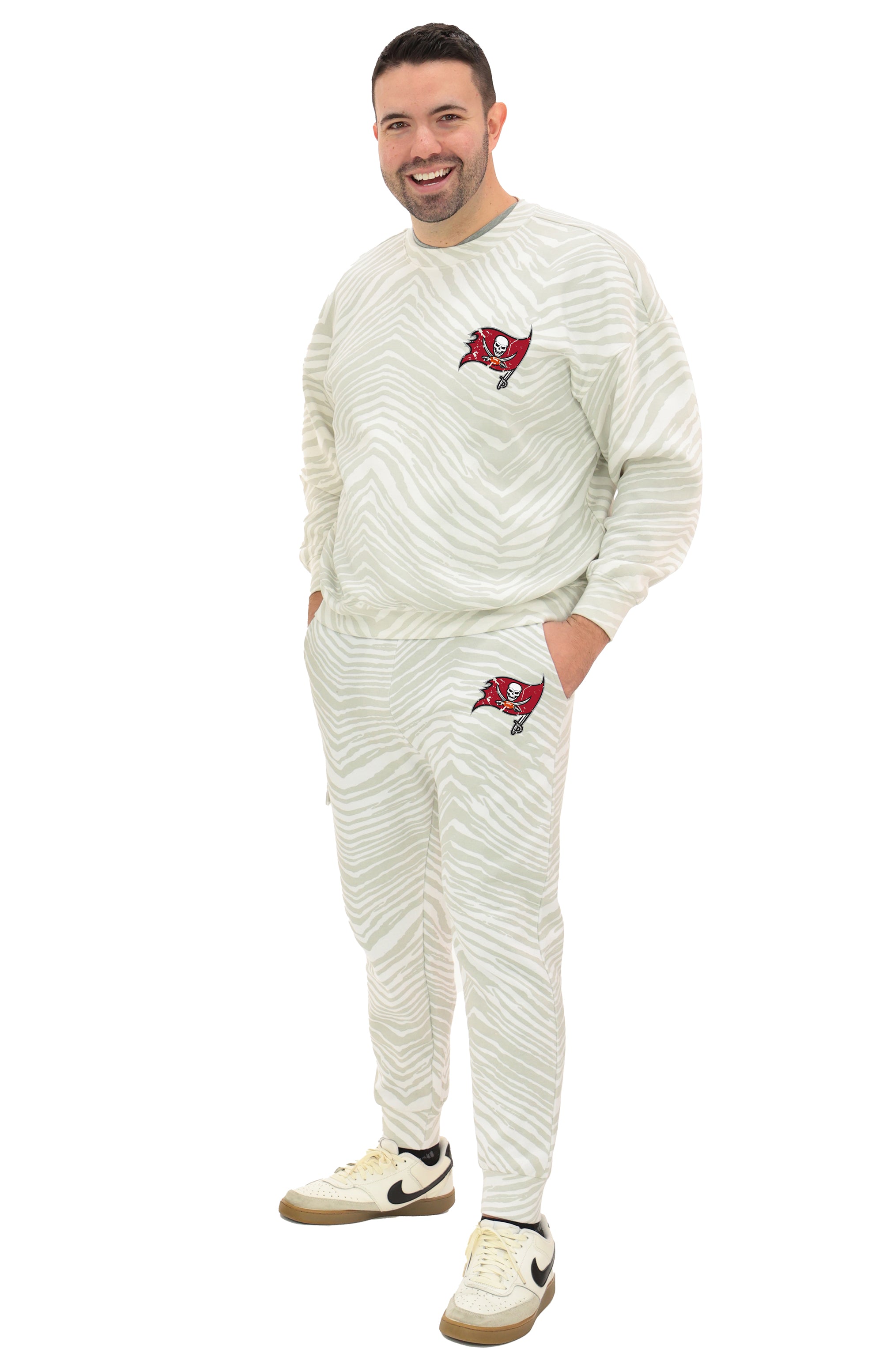 Zubaz NFL UNISEX 90s Team Cargo Joggers - Zebra 2 Color, TAMPA BAY BUCCANEERS