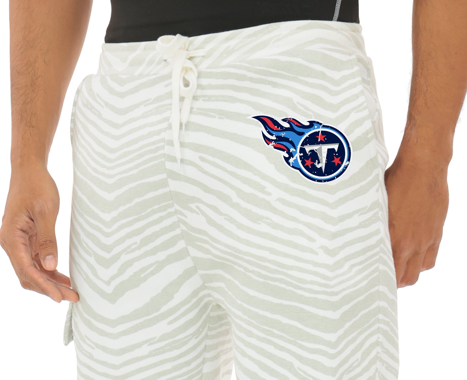Zubaz NFL UNISEX 90s Team Cargo Joggers - Zebra 2 Color, TENNESSEE TITANS