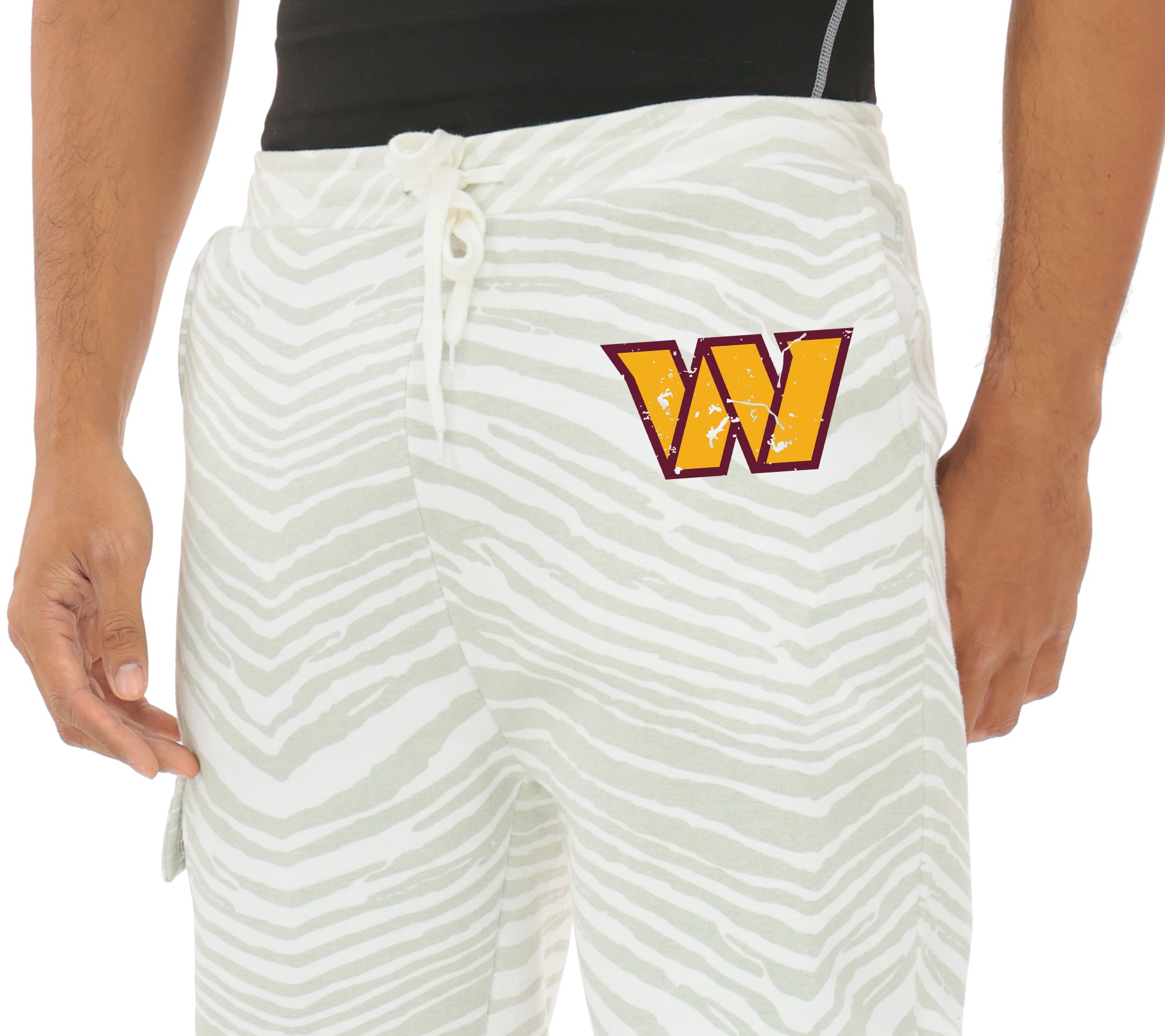 Zubaz NFL UNISEX 90s Team Cargo Joggers - Zebra 2 Color, WASHINGTON COMMANDERS