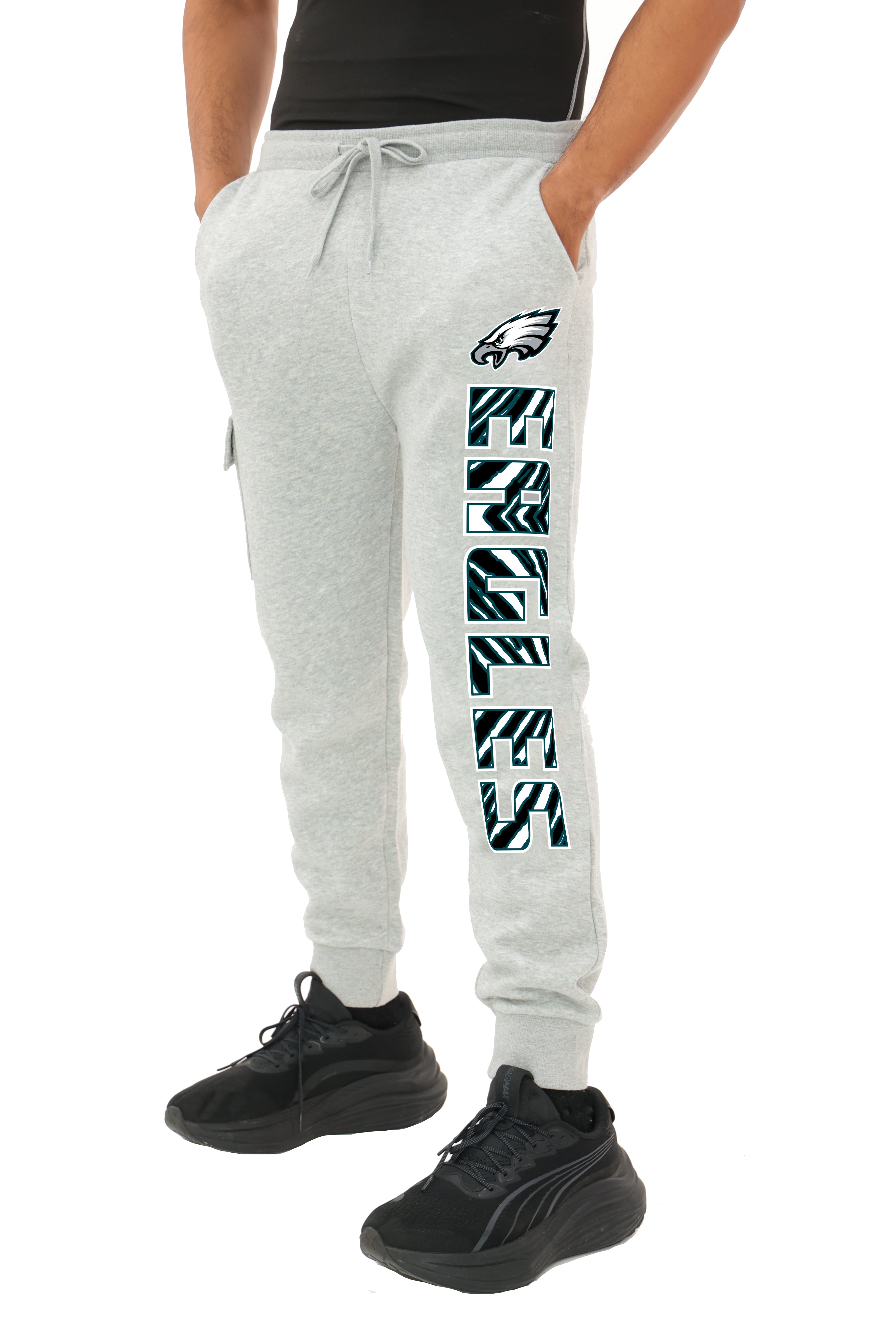 Zubaz NFL MEN Cargo Joggers - Gray, PHILADELPHIA EAGLES - Official NFL Eagles Zubaz Apparel (1 of 7)