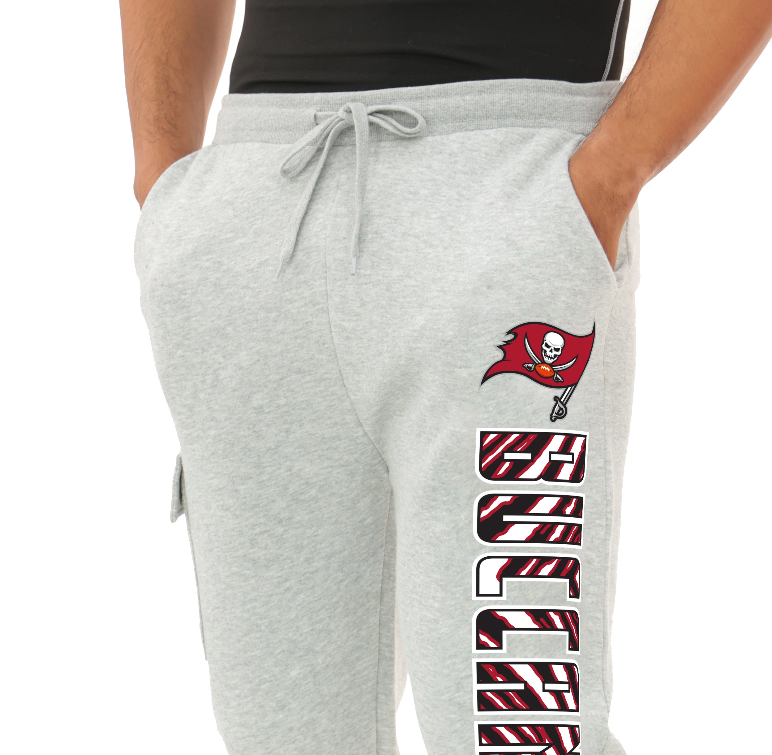 Zubaz NFL MEN Cargo Joggers - Gray, TAMPA BAY BUCCANEERS