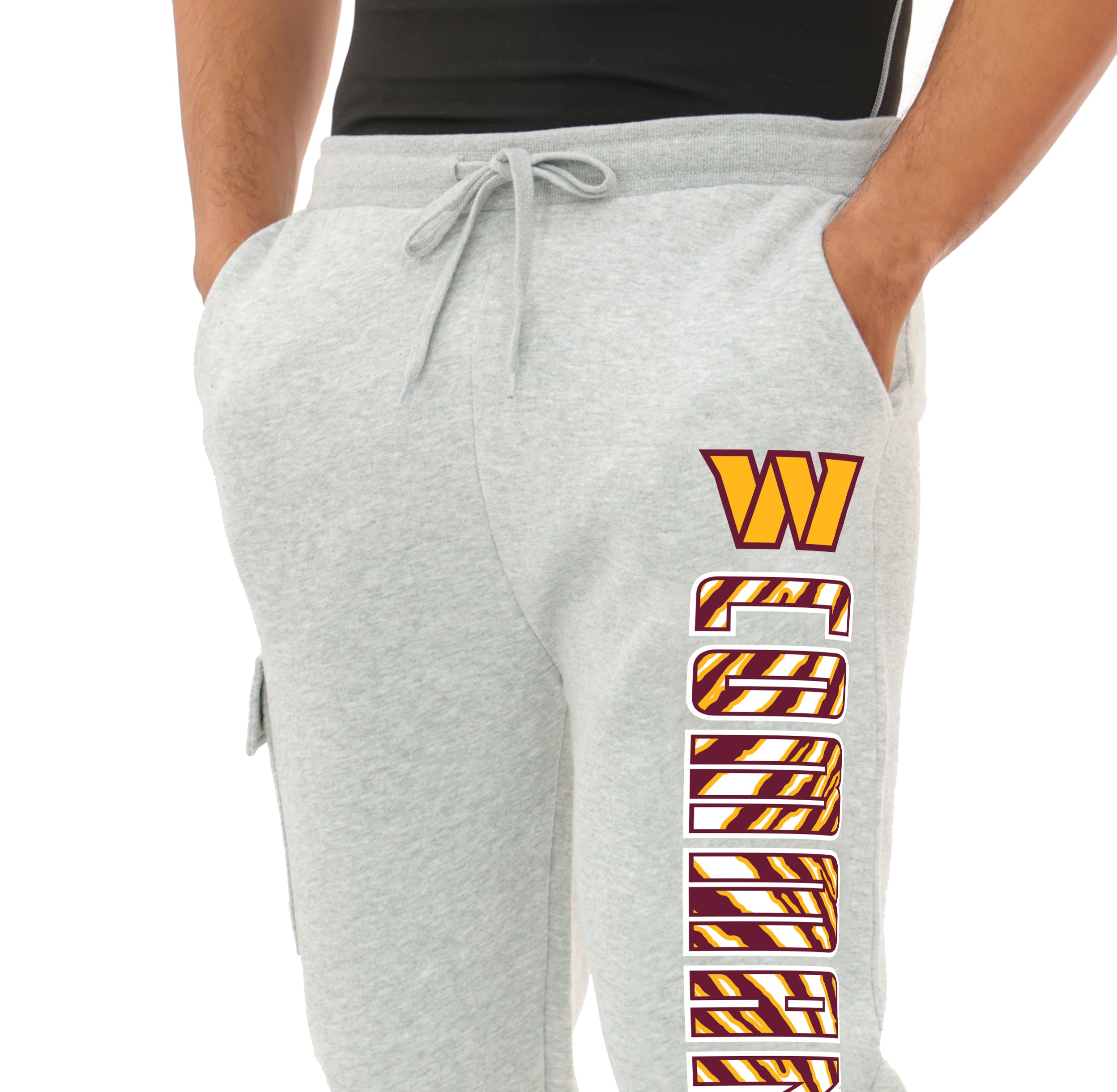 Zubaz NFL MEN Cargo Joggers - Gray, WASHINGTON COMMANDERS