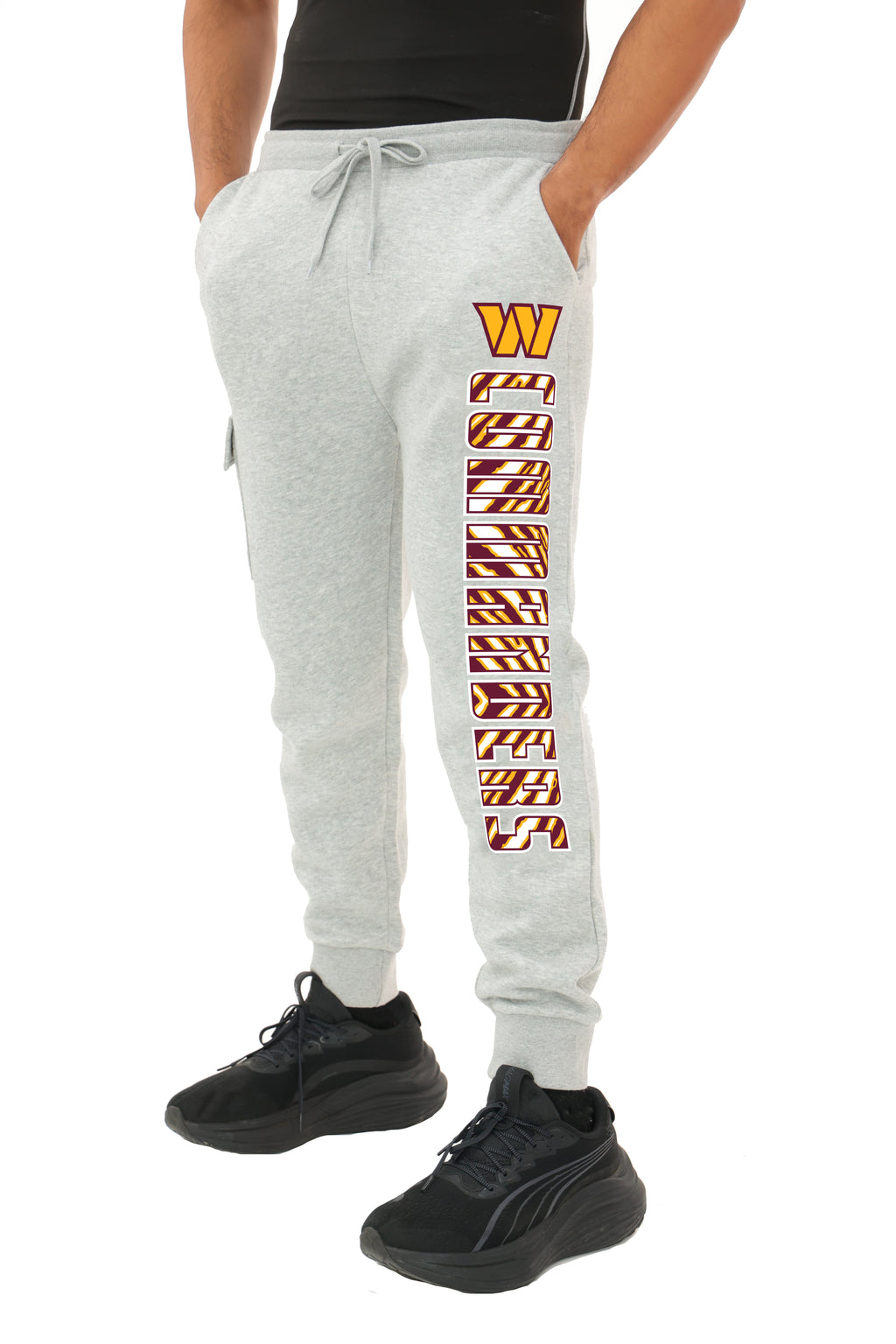 Zubaz NFL MEN Cargo Joggers - Gray, WASHINGTON COMMANDERS