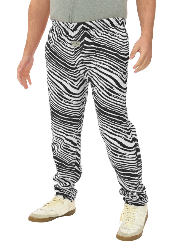 Zubaz Adult Unisex Z88 2 Color Zebra Pants, BLACK/WHITE