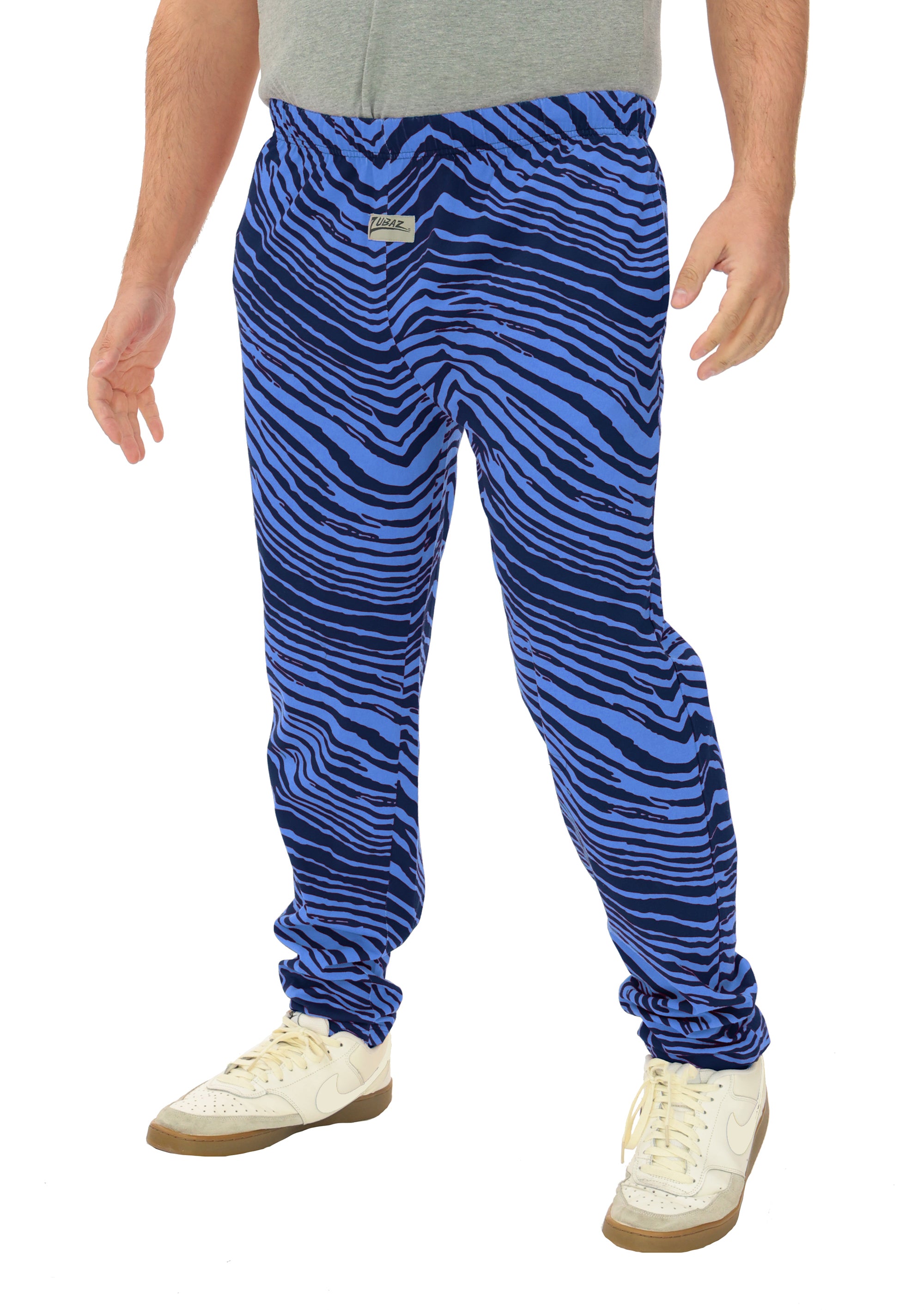 Zubaz Adult Unisex Z88 2 Color Zebra Pants, NAVY/LIGHT BLUE
