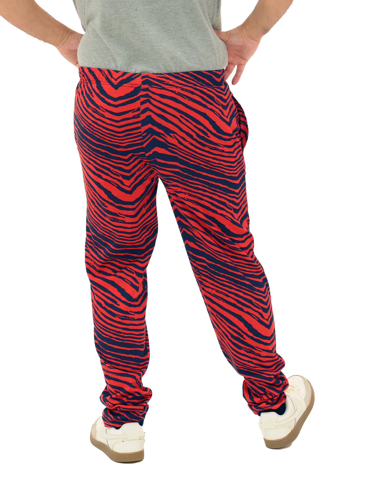 Zubaz Adult Unisex Z88 2 Color Zebra Pants, NAVY/RED