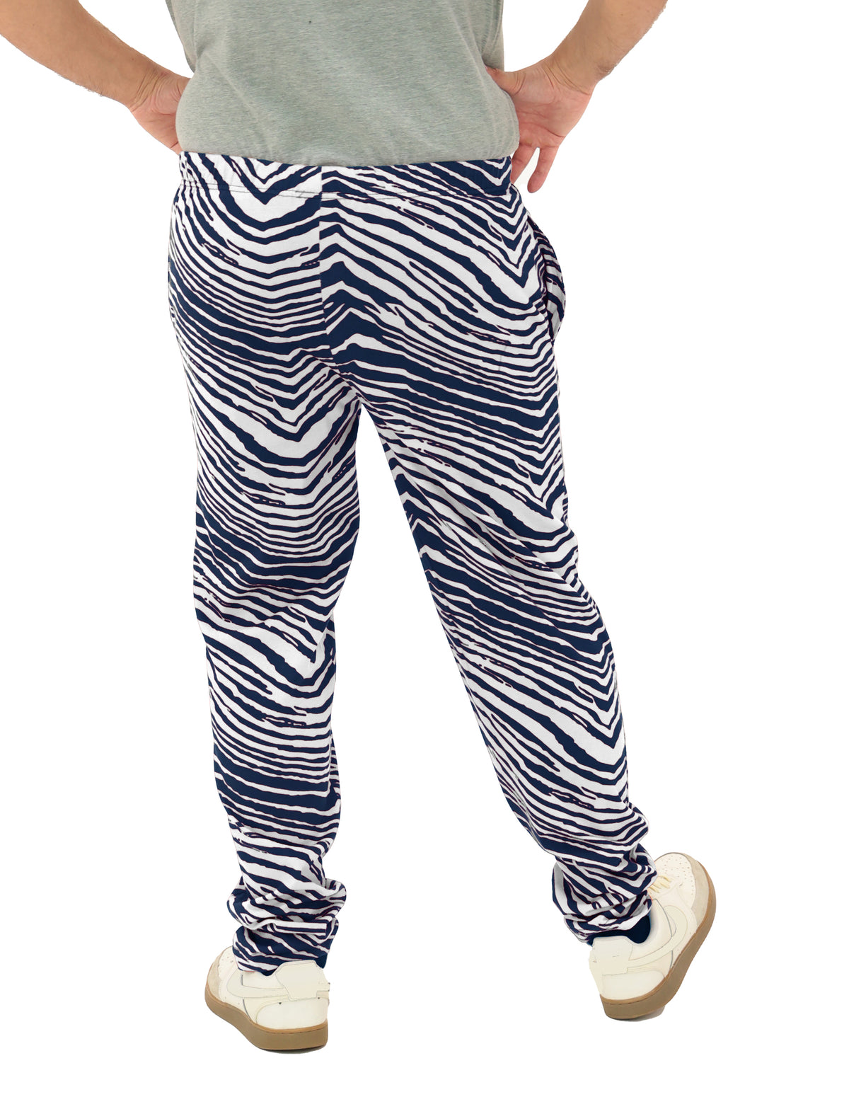 Zubaz Adult Unisex Z88 2 Color Zebra Pants, NAVY/WHITE