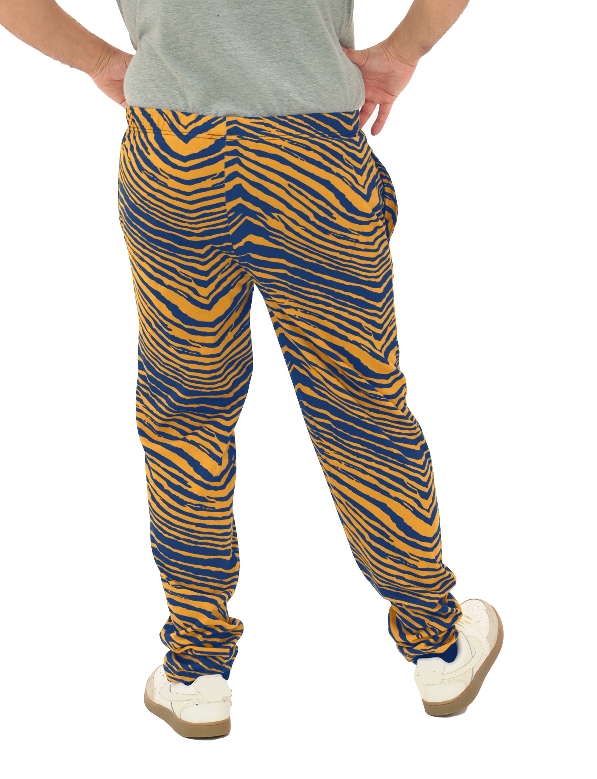Zubaz Adult Unisex Z88 2 Color Zebra Pants, ROYAL/GOLD