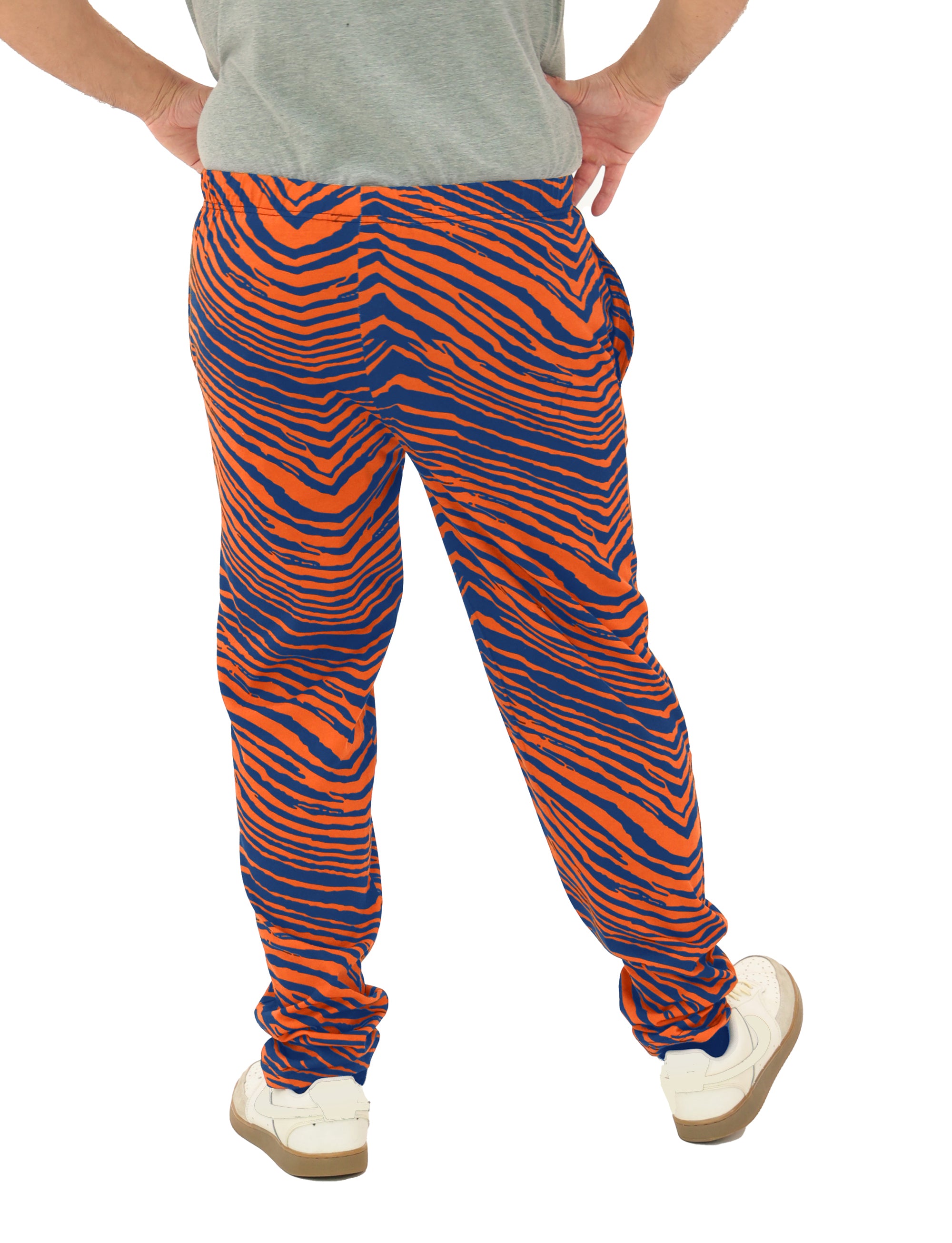 Zubaz Adult Unisex Z88 2 Color Zebra Pants, ROYAL/ORANGE