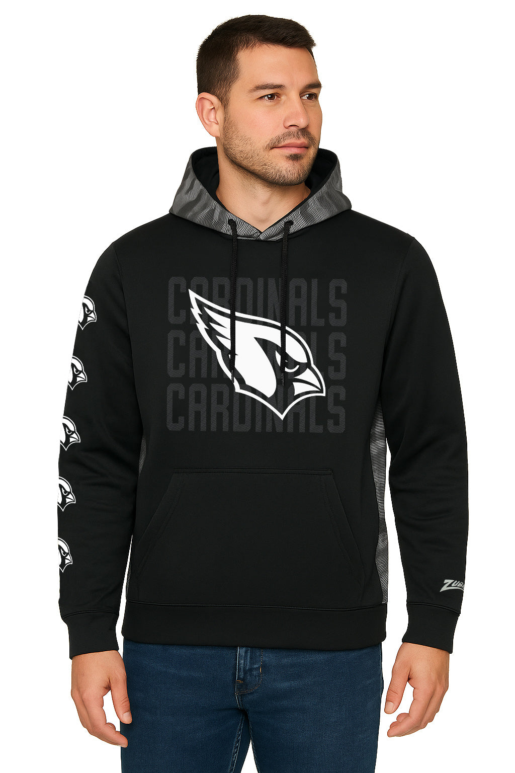 Zubaz NFL Men's Tonal Camo Line Back Panel Hoodie, ARIZONA CARDINALS