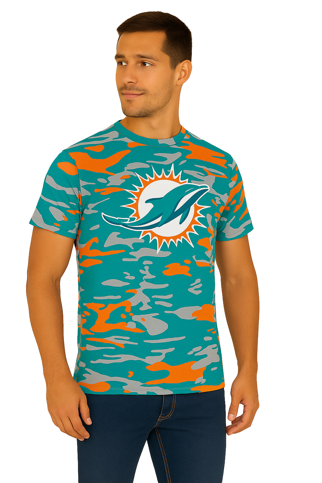 Zubaz NFL Men's Camo Alternate Color Short Sleeve T-Shirt, Miami Dolphins 3X-Large