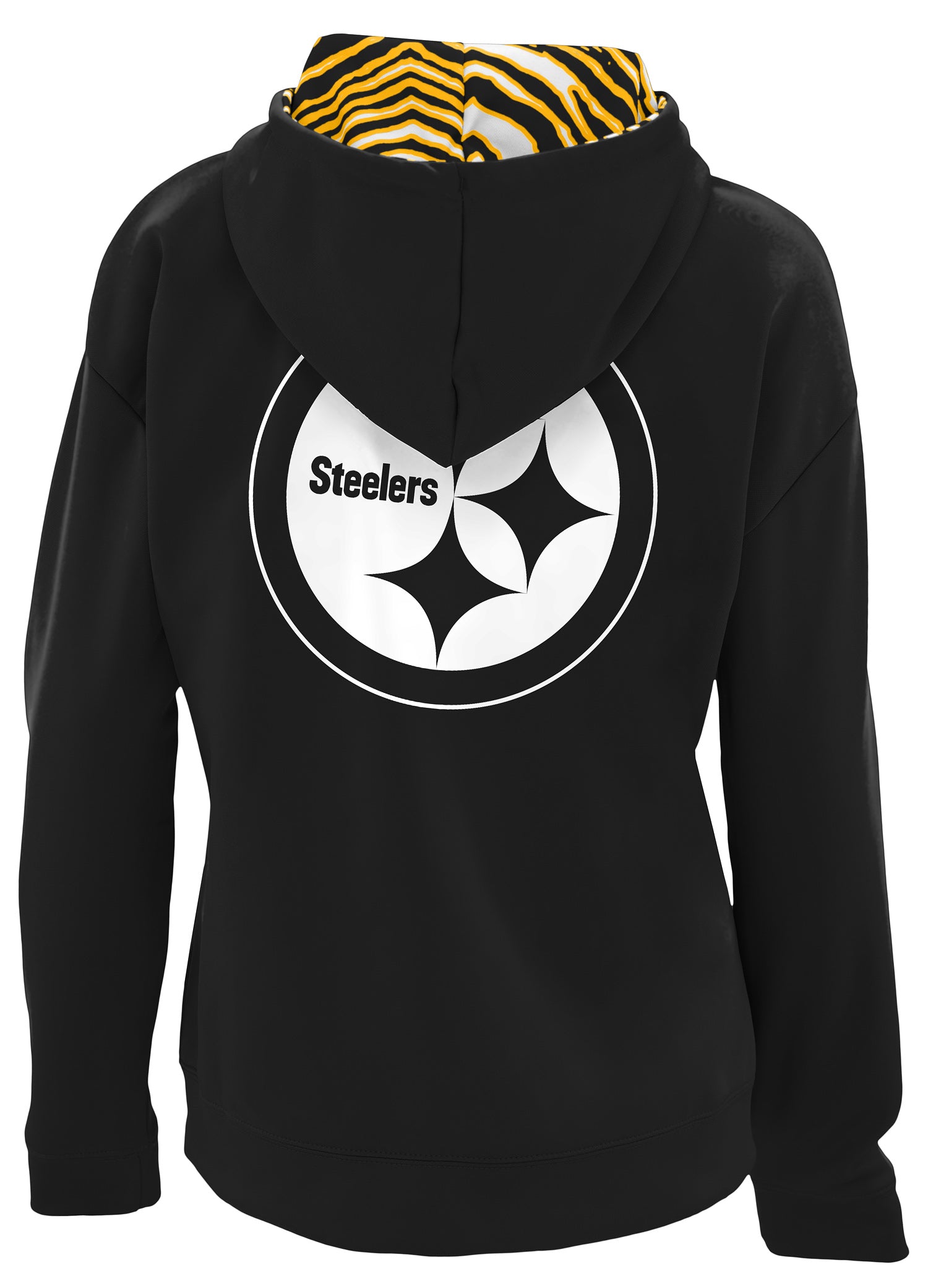 Zubaz NFL Women's 3 Color Zebra Liner Full Zip Hoodie, PITTSBURGH STEELERS