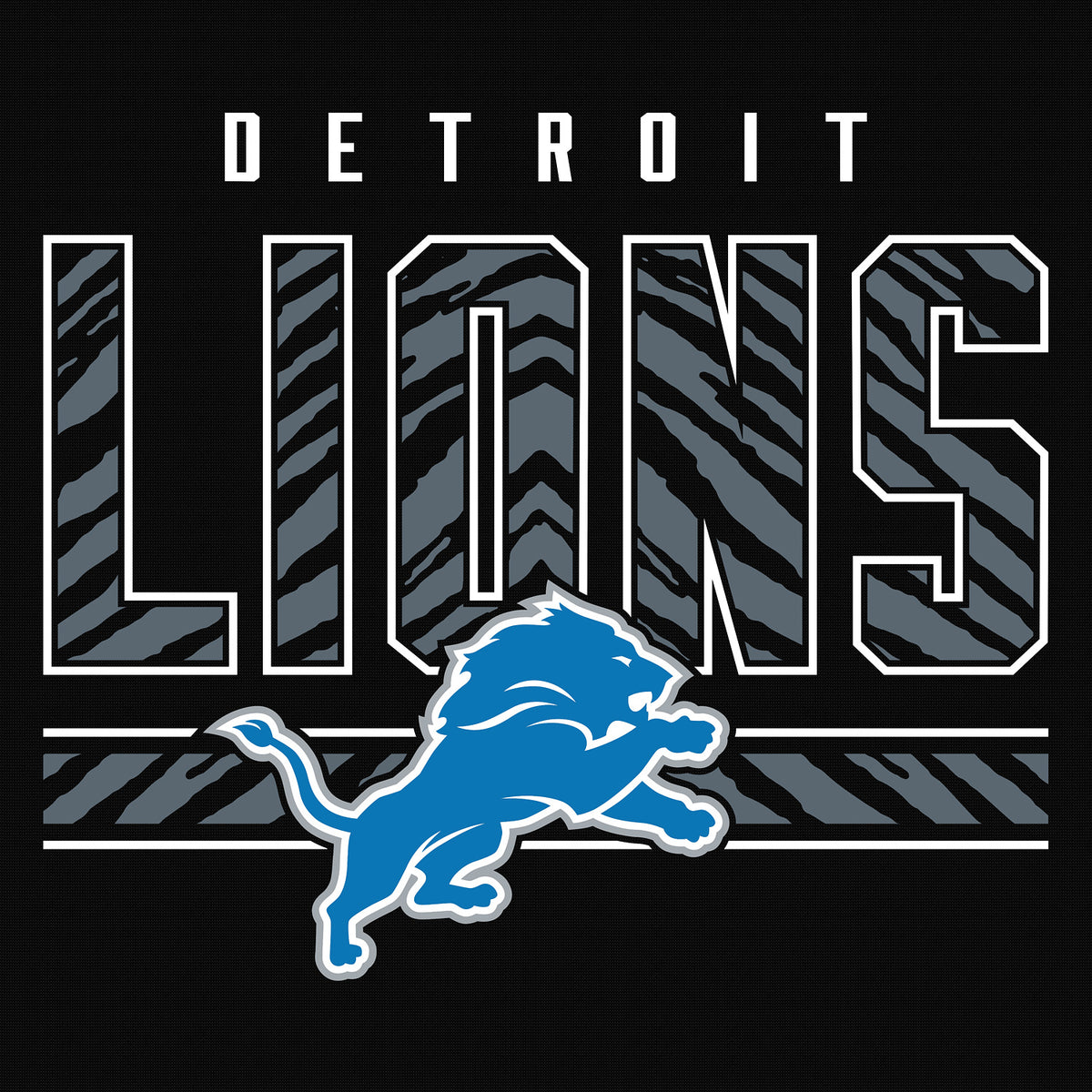 Zubaz NFL Men's Black Graphic Fleece Hoodie, Detroit Lions