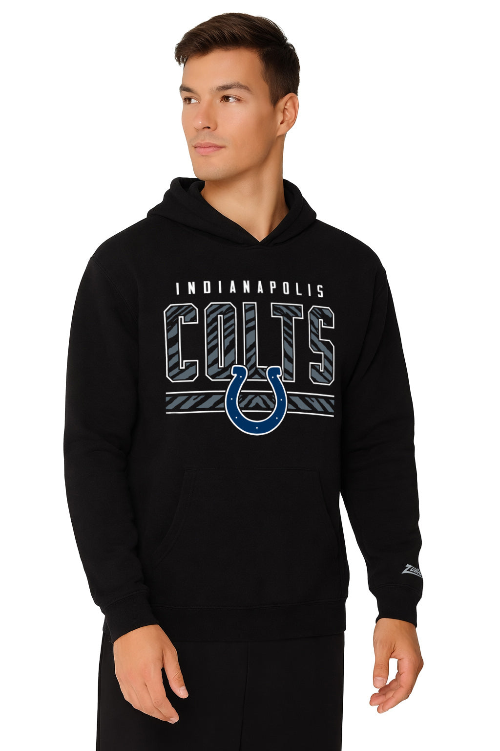 Zubaz NFL Men's Black Graphic Fleece Hoodie, Indianapolis Colts