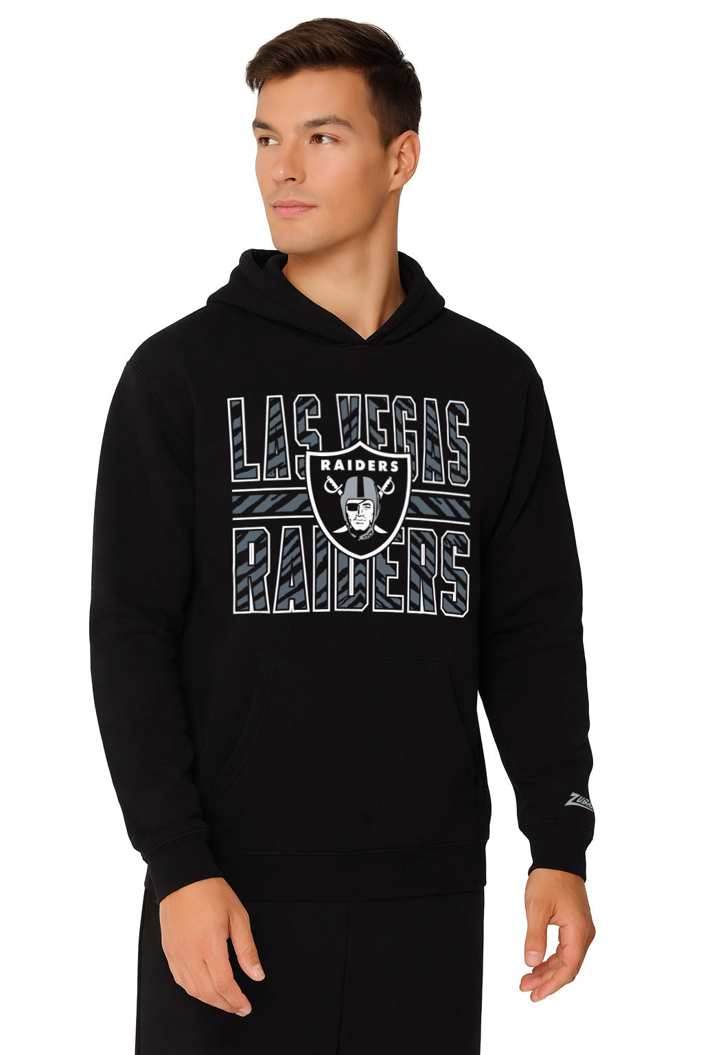 Zubaz NFL Men's Black Graphic Fleece Hoodie, Las Vegas Raiders