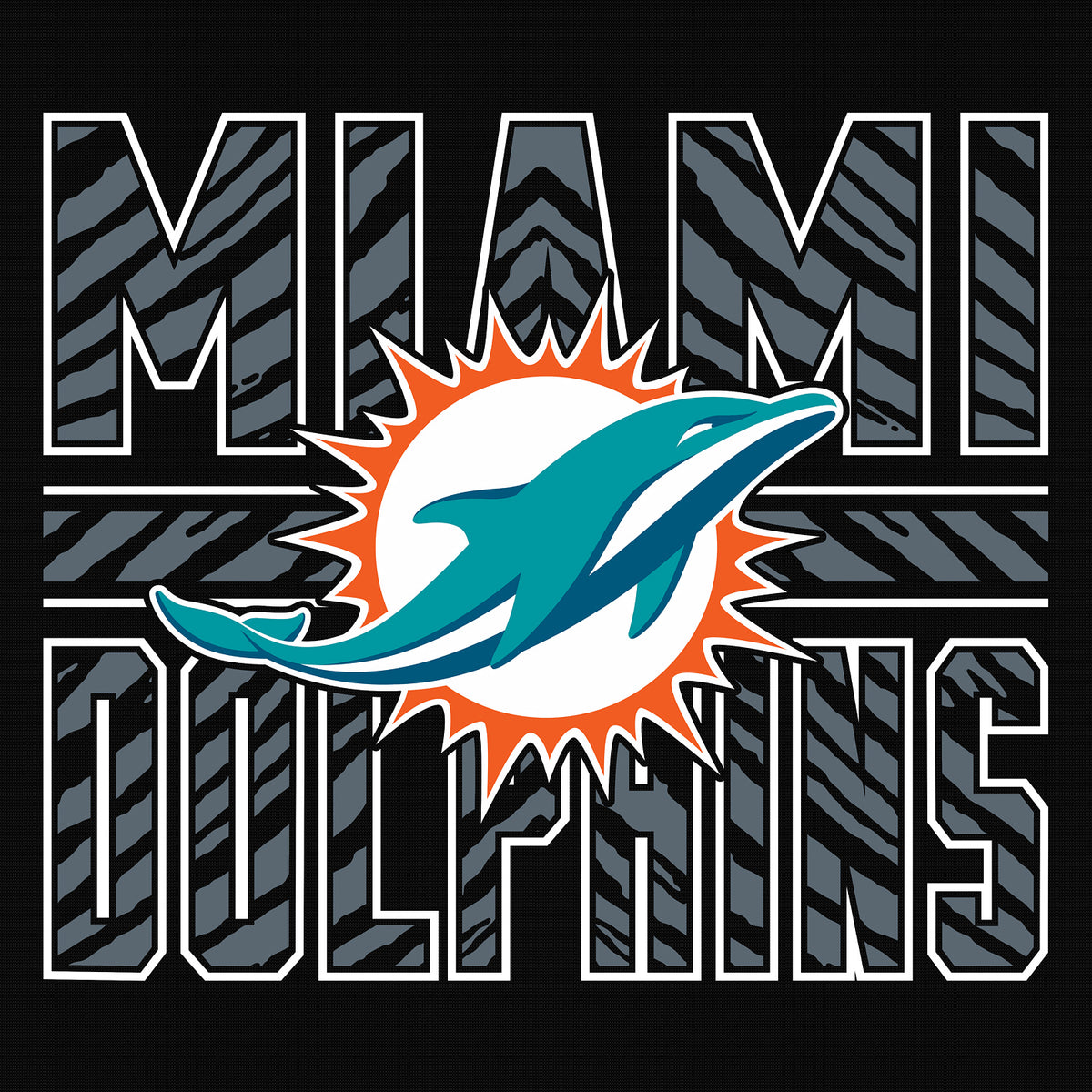 Zubaz NFL Men's Black Graphic Fleece Hoodie, Miami Dolphins