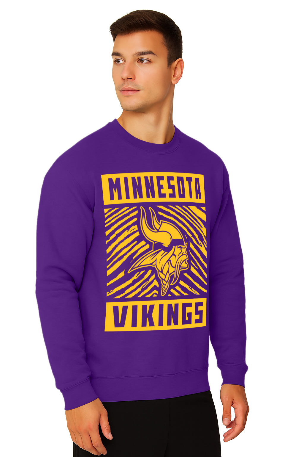 Zubaz NFL Men's Gridiron Crewneck, MINNESOTA VIKINGS