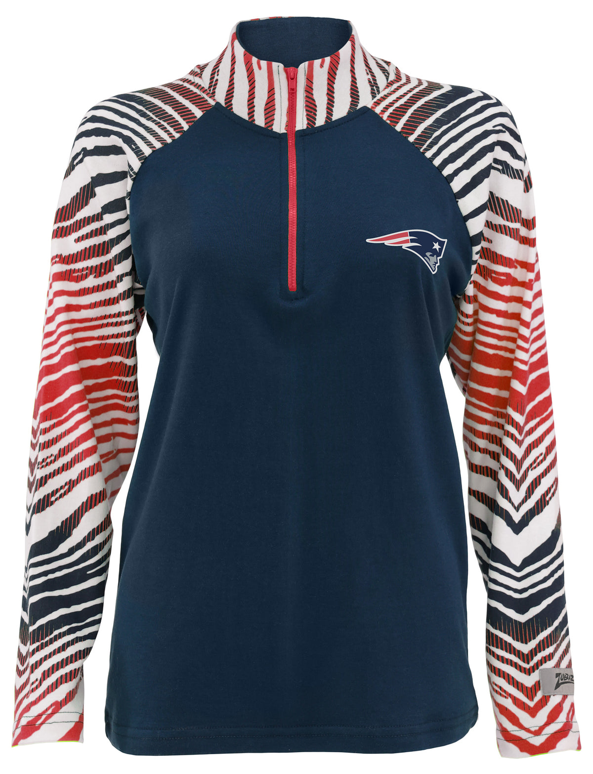 Zubaz NFL Women's Zebra Ombre Long Sleeve Quarter Zip Pullover - New England Patriots