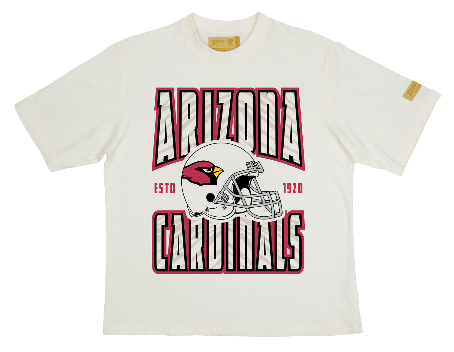 Zubaz NFL 90s SS Tee- Helmet-Off White, ARIZONA CARDINALS