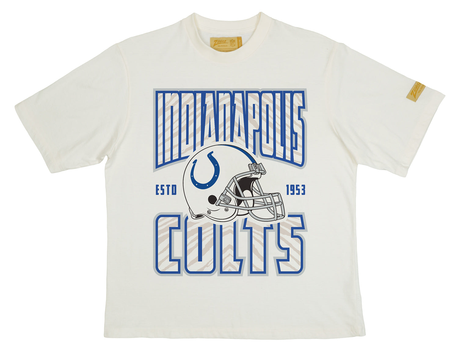 Zubaz NFL 90s SS Tee- Helmet-Off White, INDIANAPOLIS COLTS